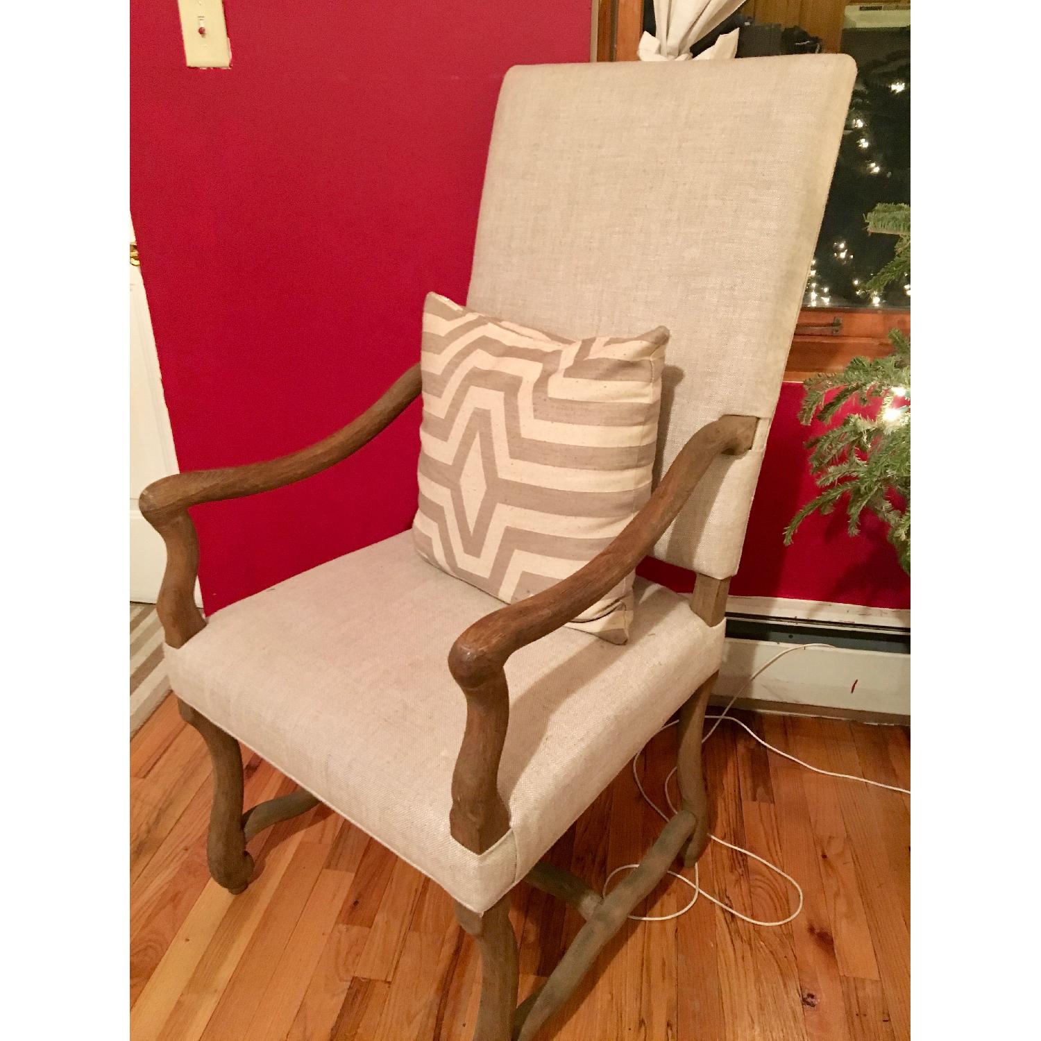 Linen Wool Blend Wood Craft Chair - image-2