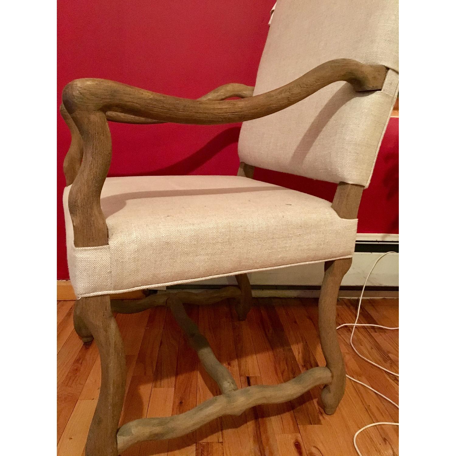 Linen Wool Blend Wood Craft Chair - image-4