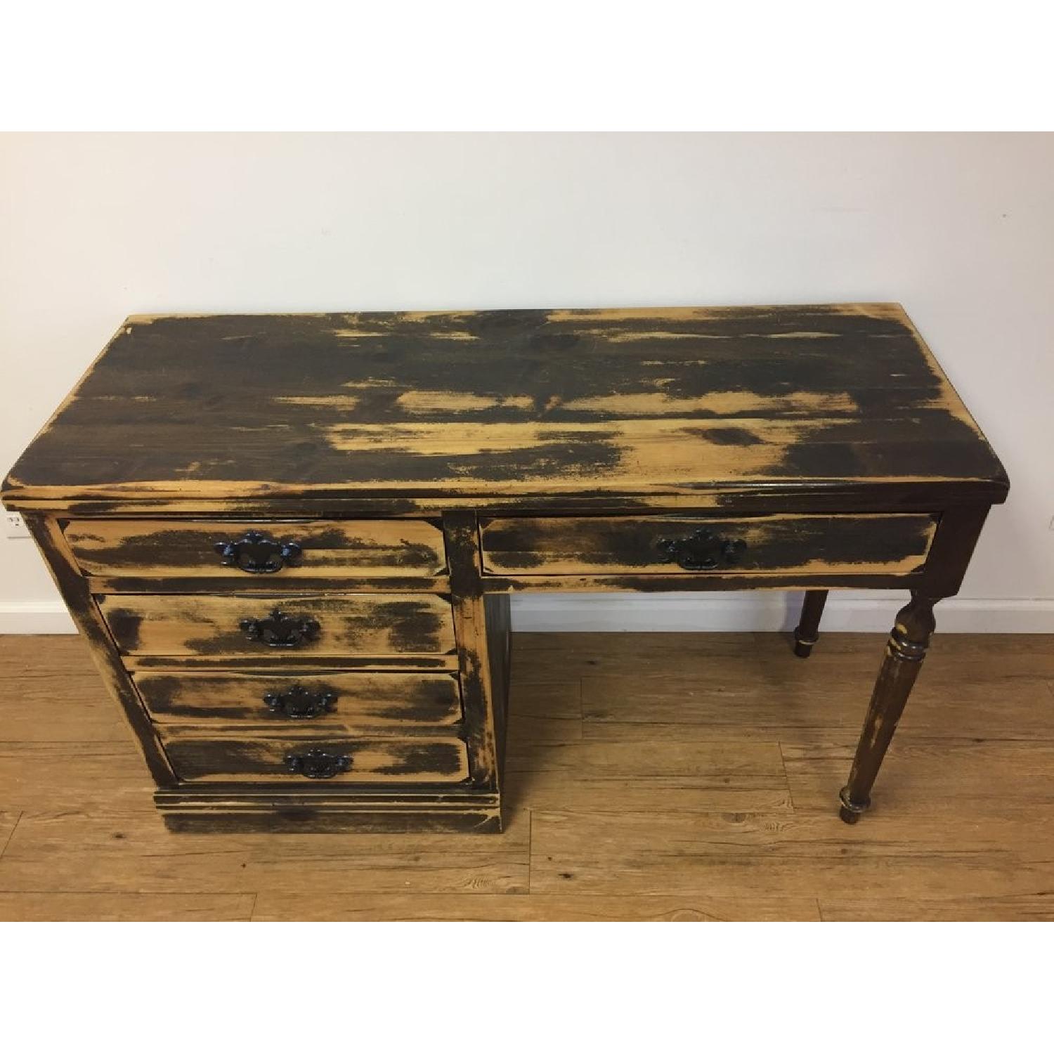 Antique Five Drawer Desk - image-2