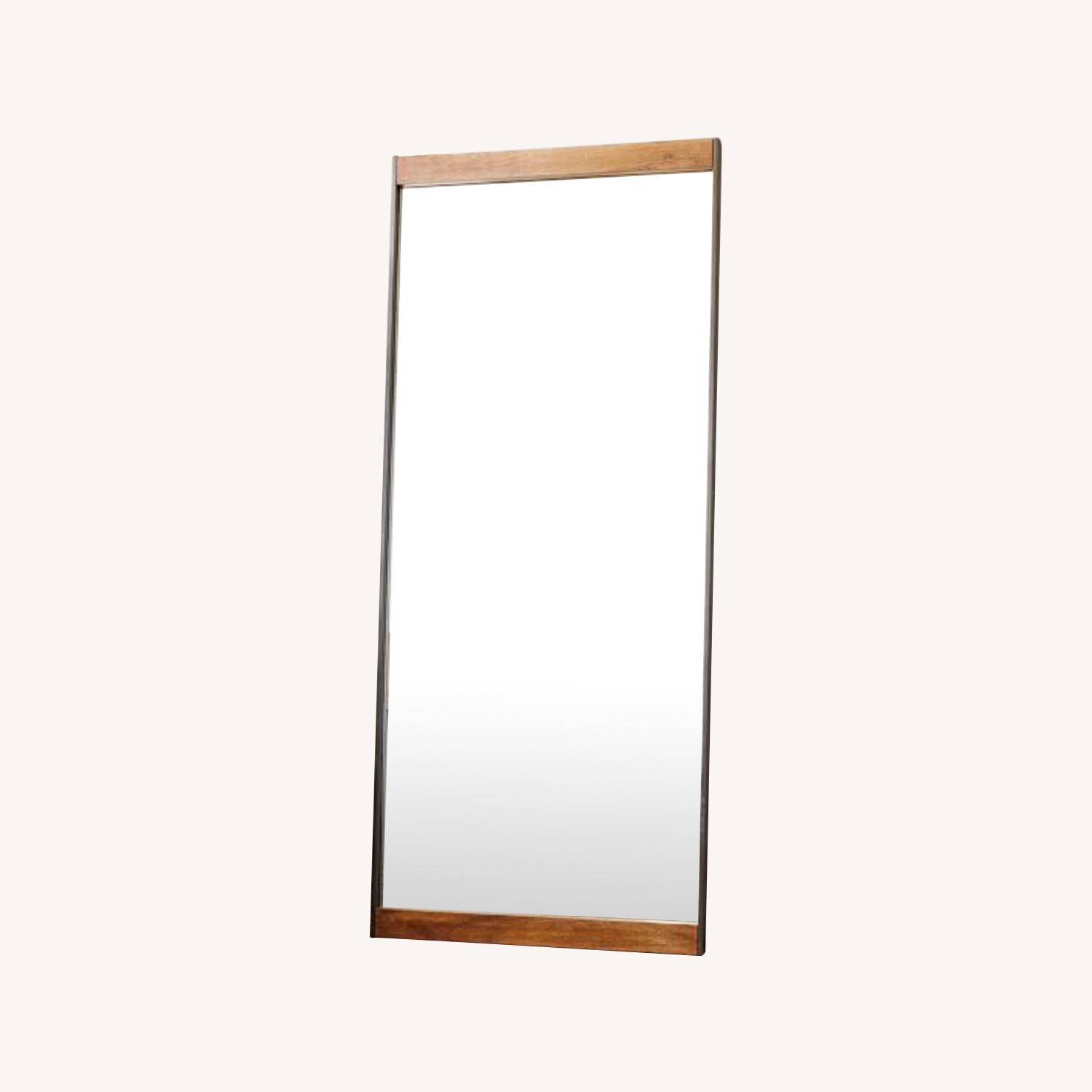 West Elm Industrial Metal & Wood Framed Floor Mirror AptDeco