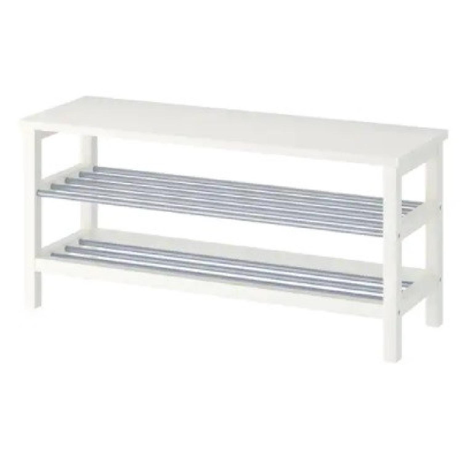 IKEA White Bench w/ Shoe Storage - image-4