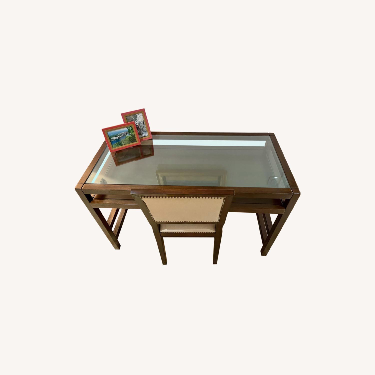 Pottery Barn Desk with Glass Top AptDeco