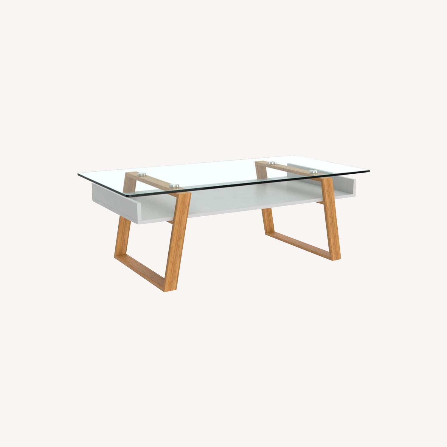 Modern Glass Coffee Table with Storage in White - image-0