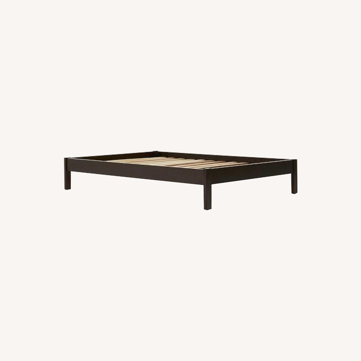 West Elm Simple Bed Frame Wood Dark Brown AptDeco