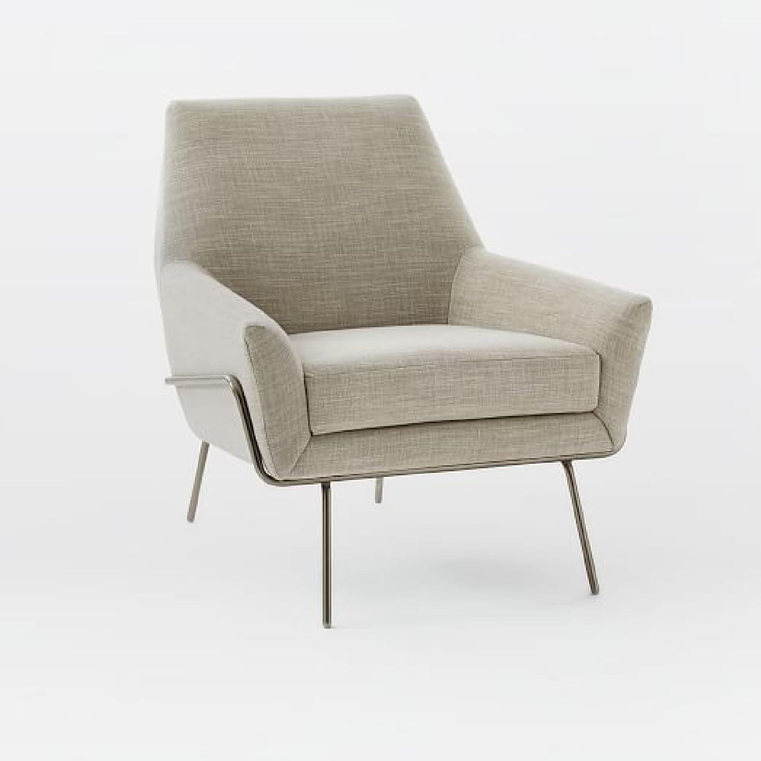 West Elm Lucas Wire Base Chair, Linen Weave, Platinum - image-4