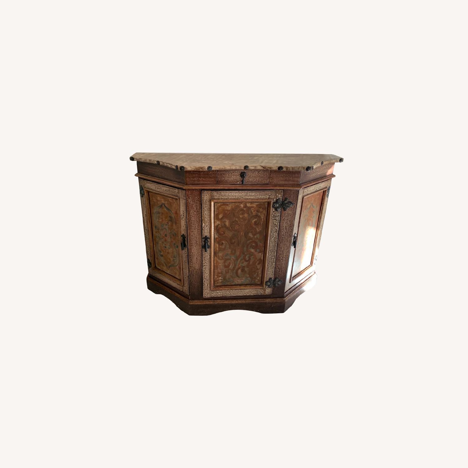Hand Painted Console with Leather Top - image-0