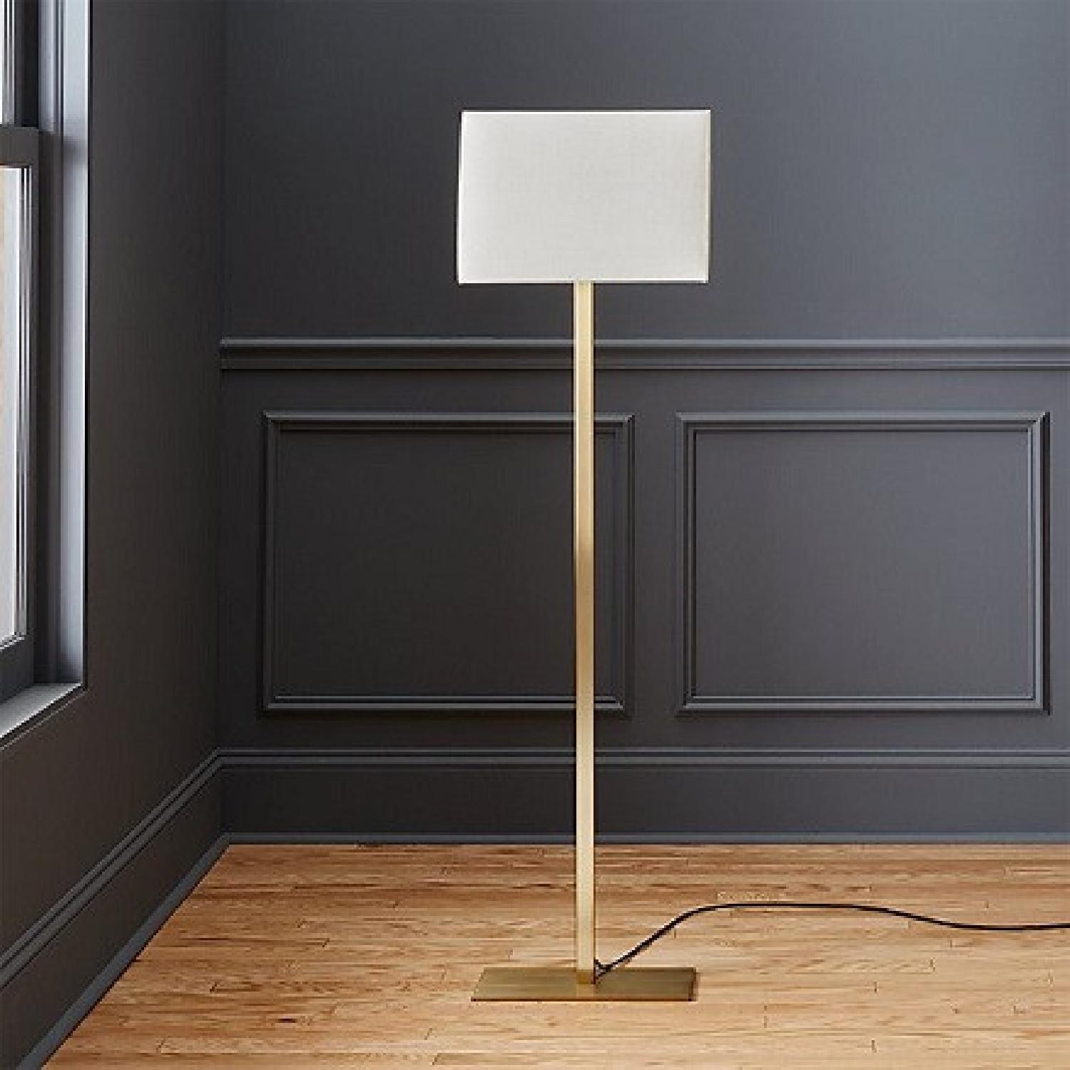 CB2 John Metallic Gold Floor Lamp with Linen Shade - image-4