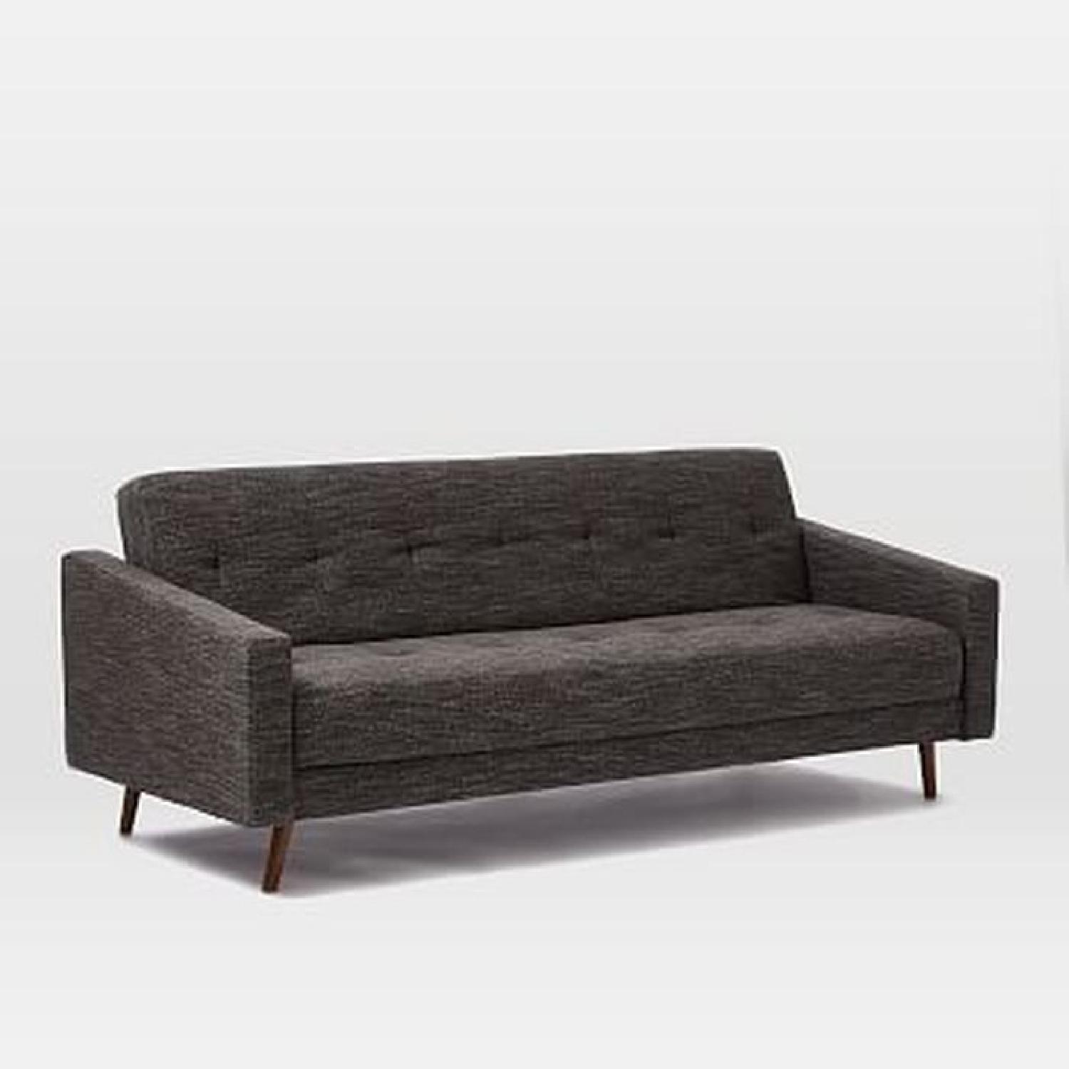 West Elm Kiko Futon Sofa Charcoal Grey Tweed AptDeco