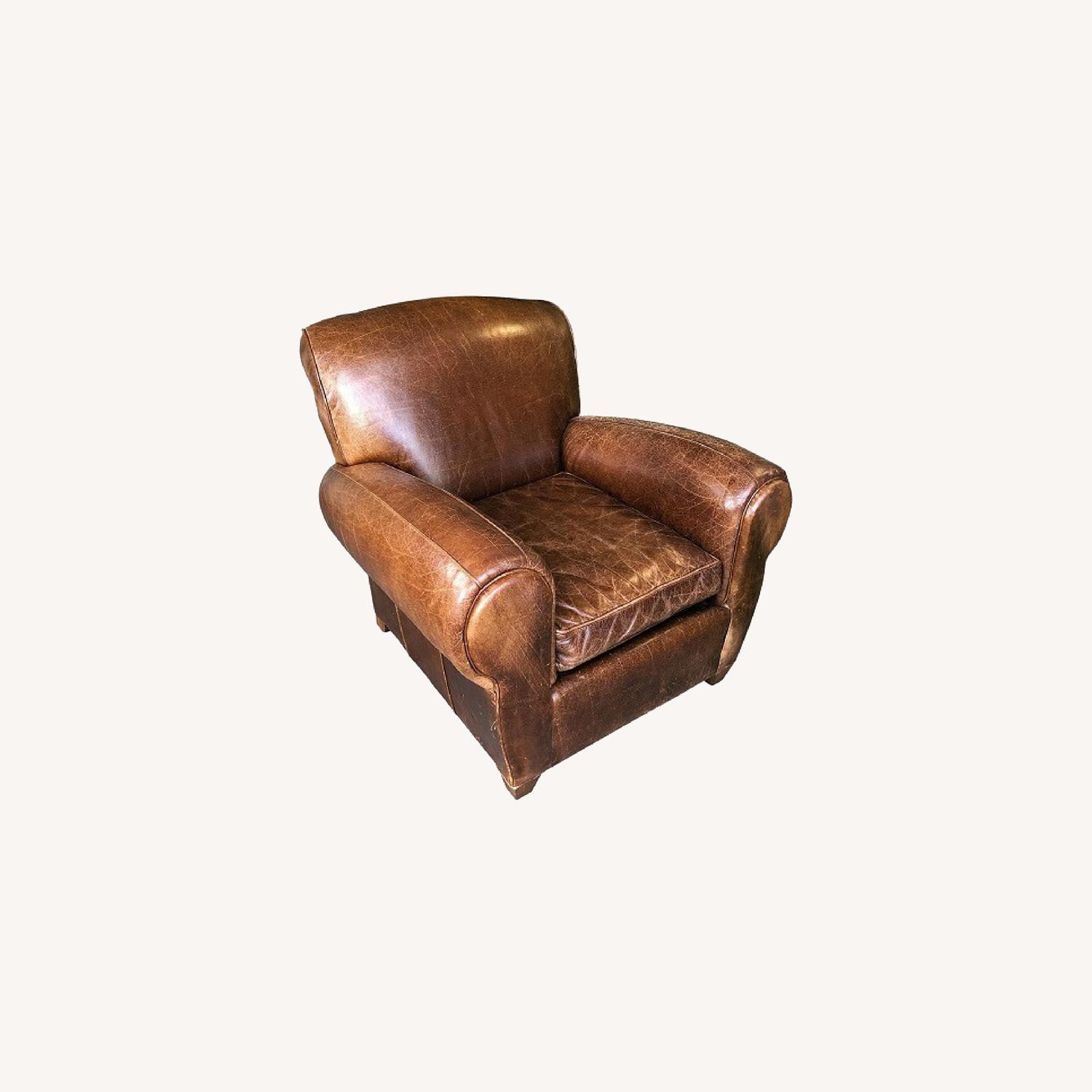 Pottery Barn Comfy Leather Club Chair Vintage Look - image-4