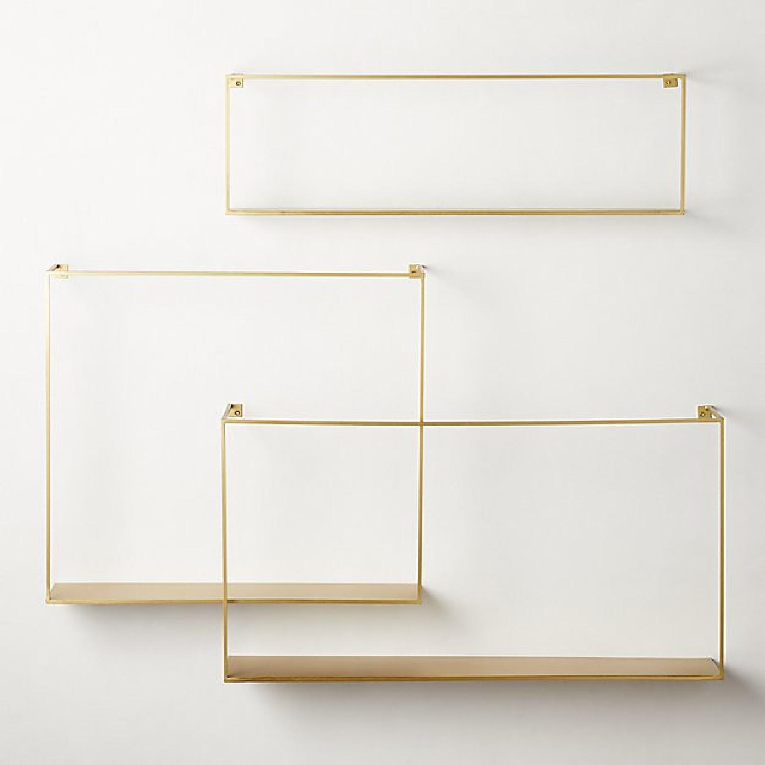 CB2 Antiqued Brass Floating Shelves Set - image-4