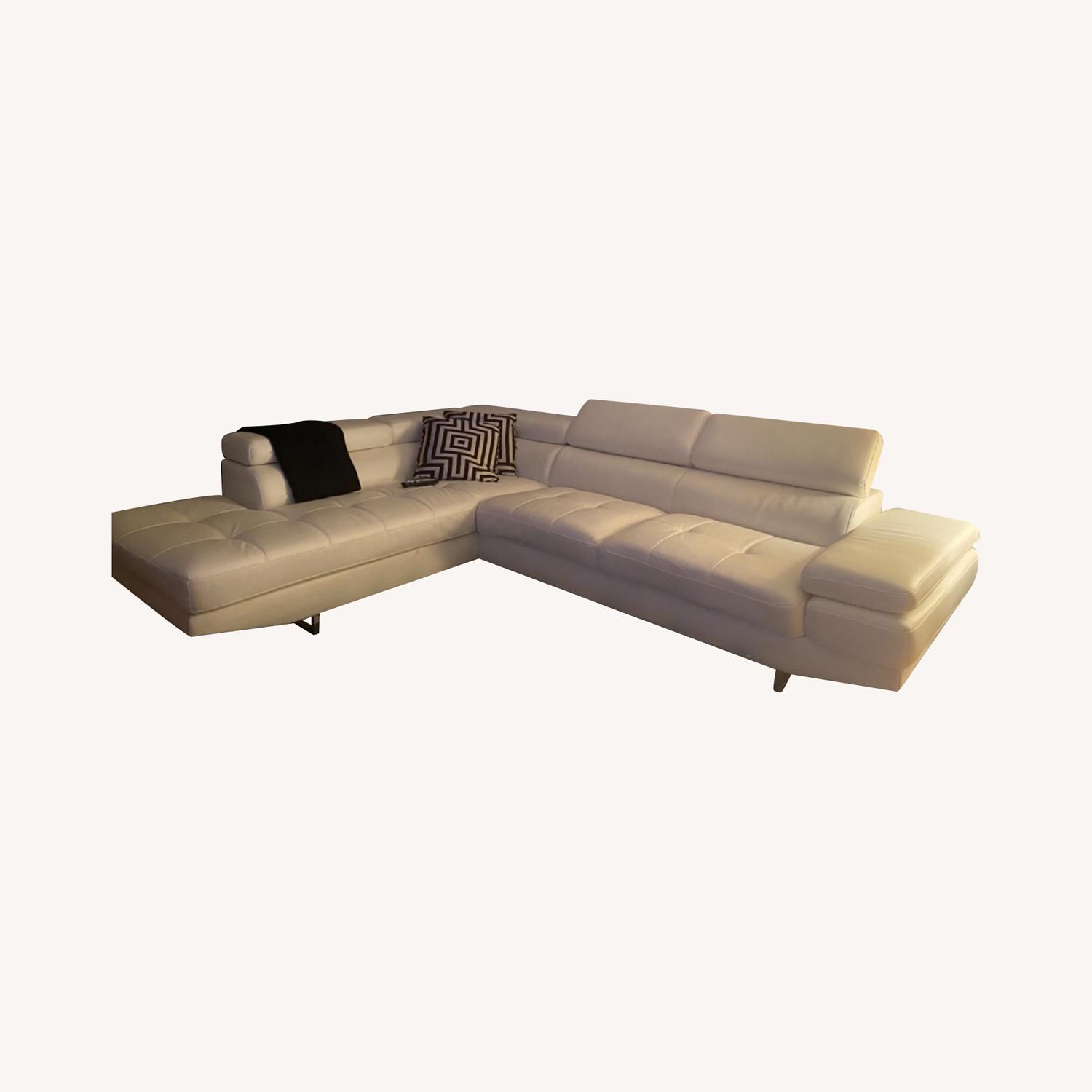 Bob's Discount Faux Leather White Sectional - image-0