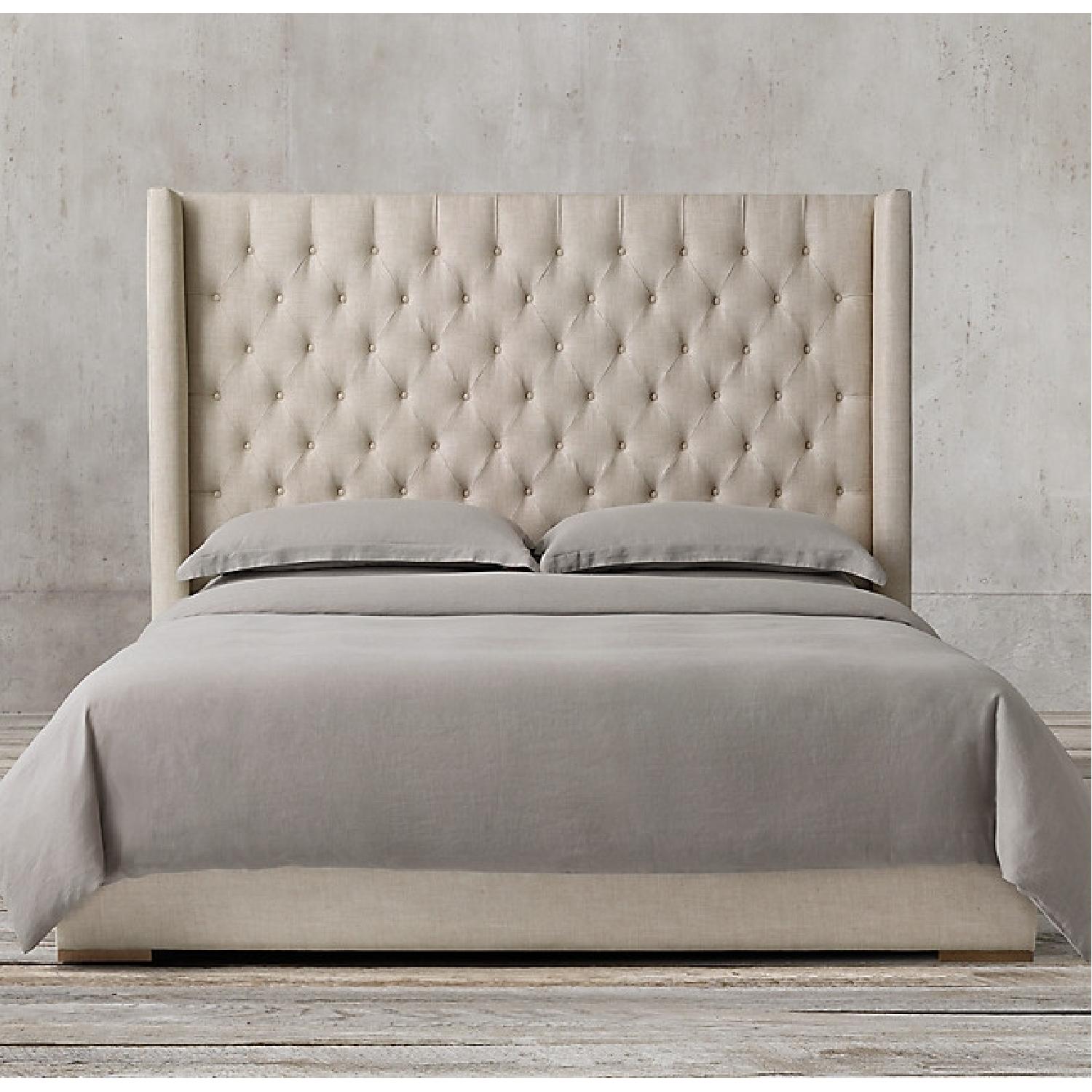 Restoration Hardware Tufted Fabric Bed AptDeco