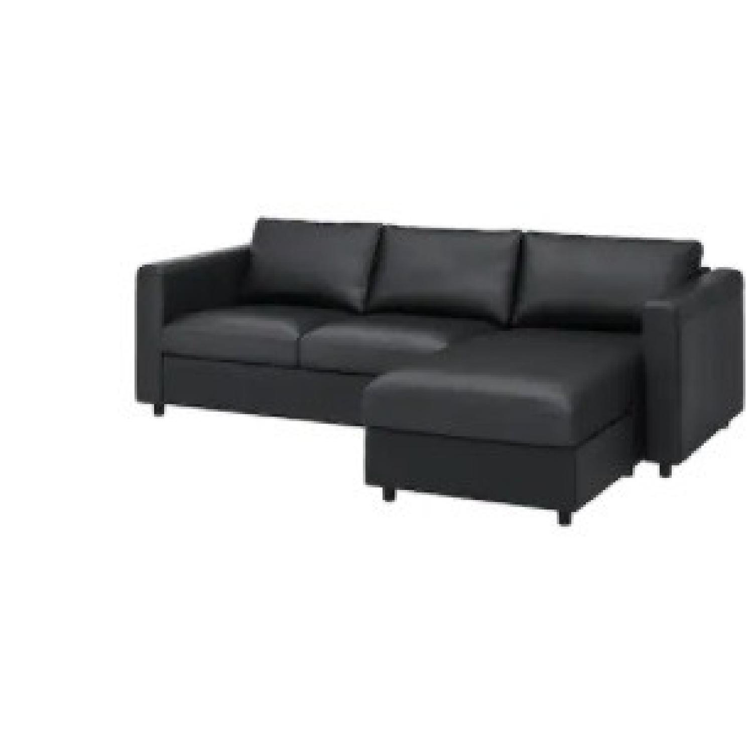 IKEA 3-Seat Leather Sofa with Chaise and Storage - image-6