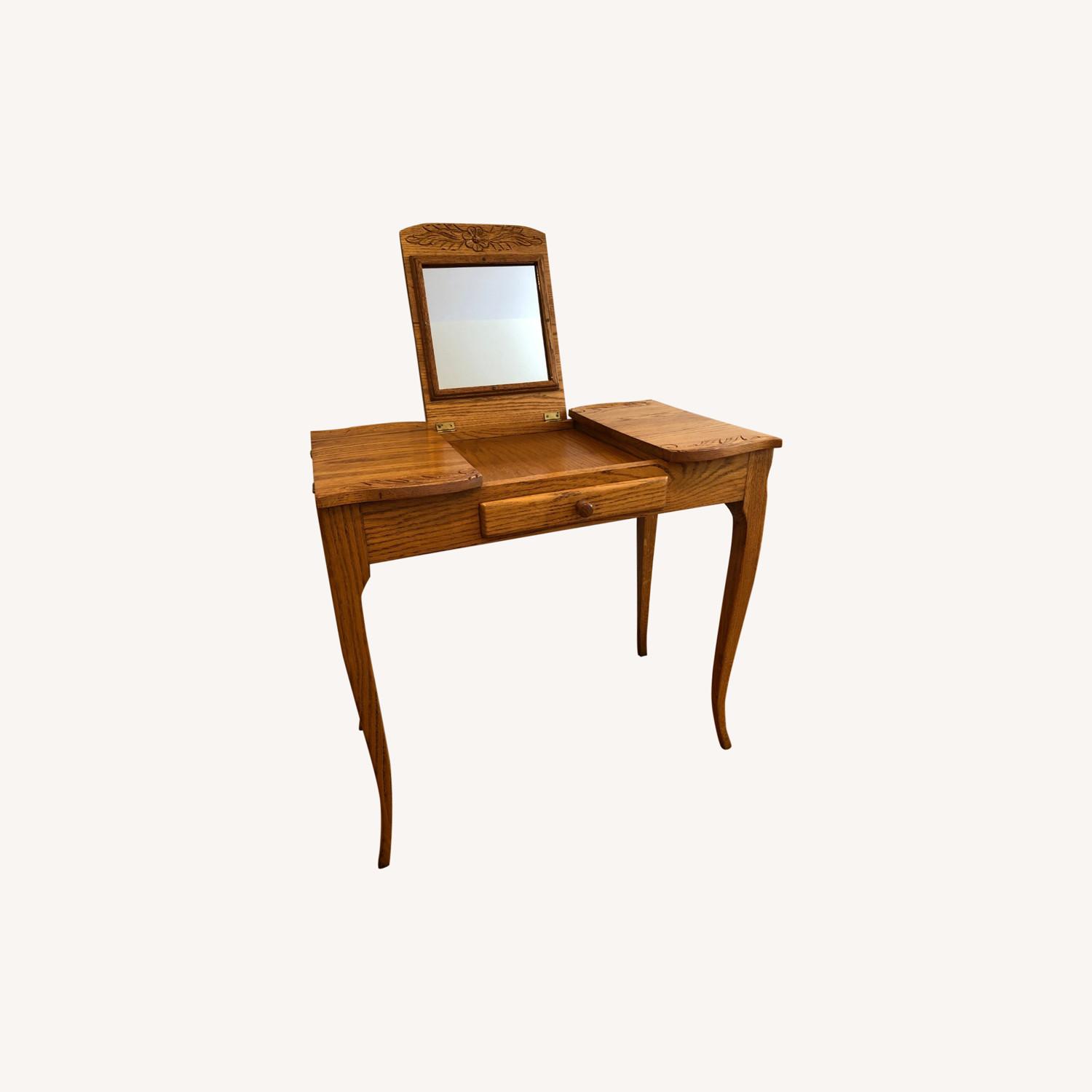 Vintage Oak Makeup Vanity AptDeco