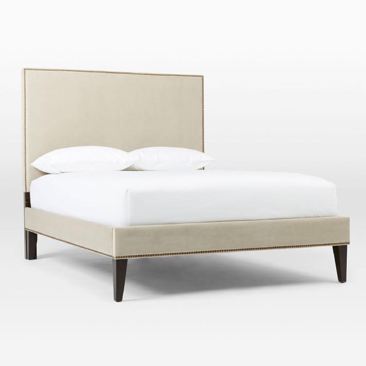 West Elm Natural Upholstered Nailhead Queen Bed - image-6