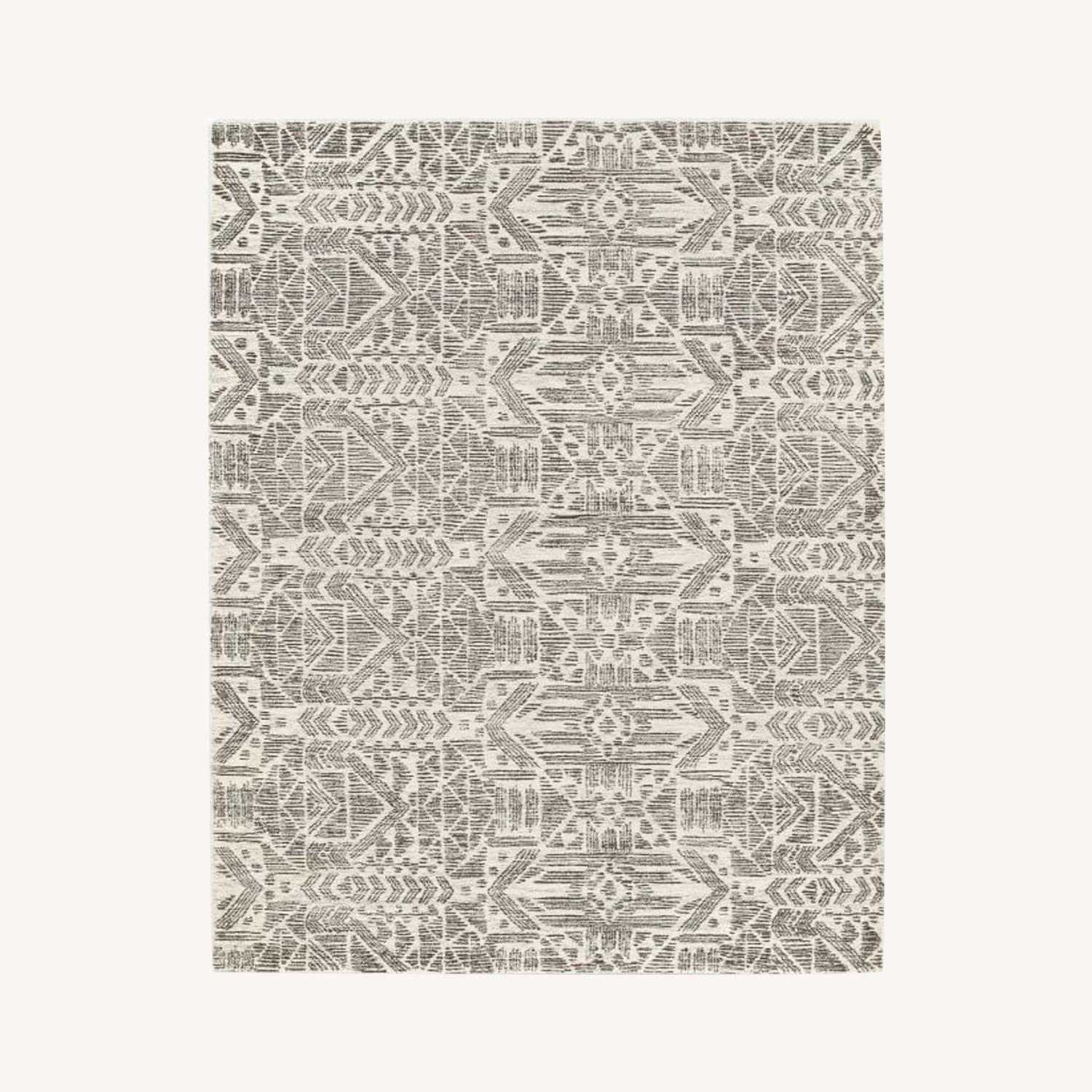 West Elm Hieroglyph Print Wool Rug, Slate - image-0