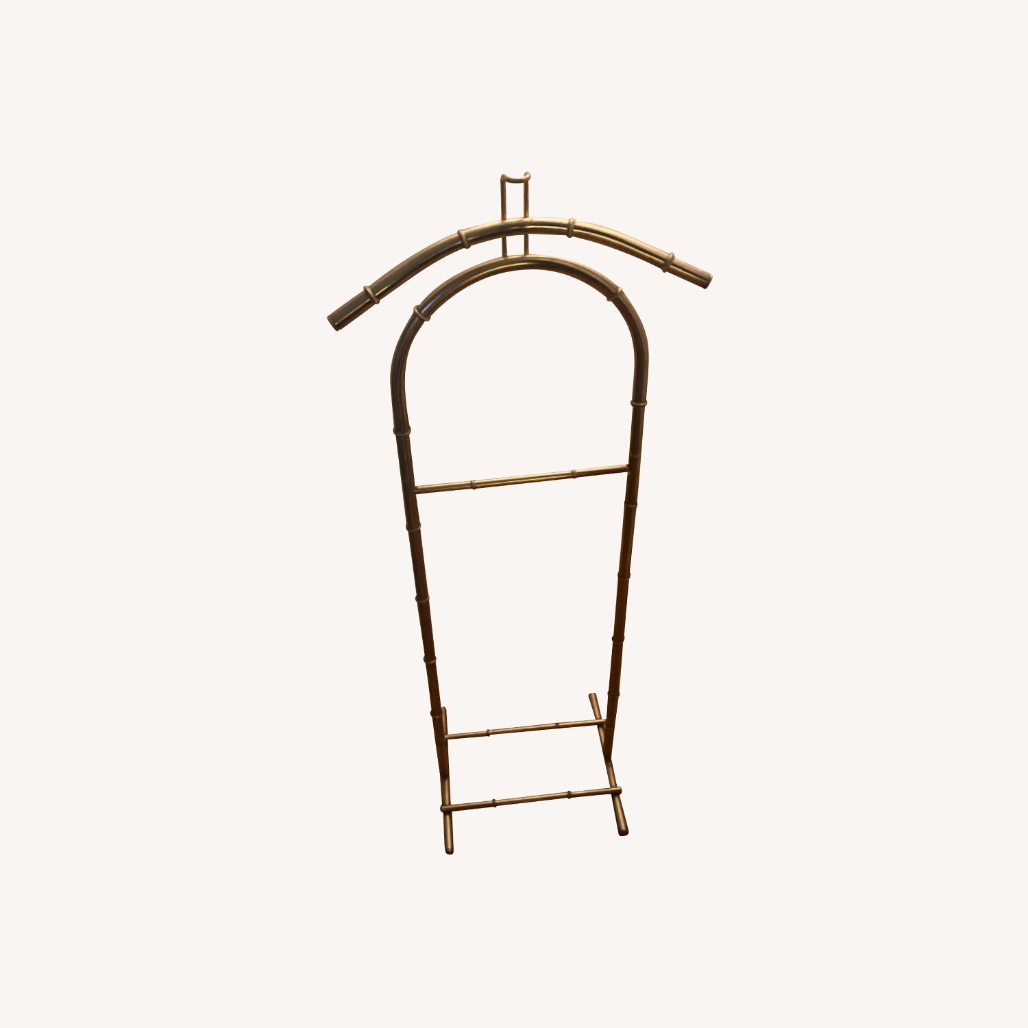 Vintage Brass Faux Bamboo Clothes Valet - image-0