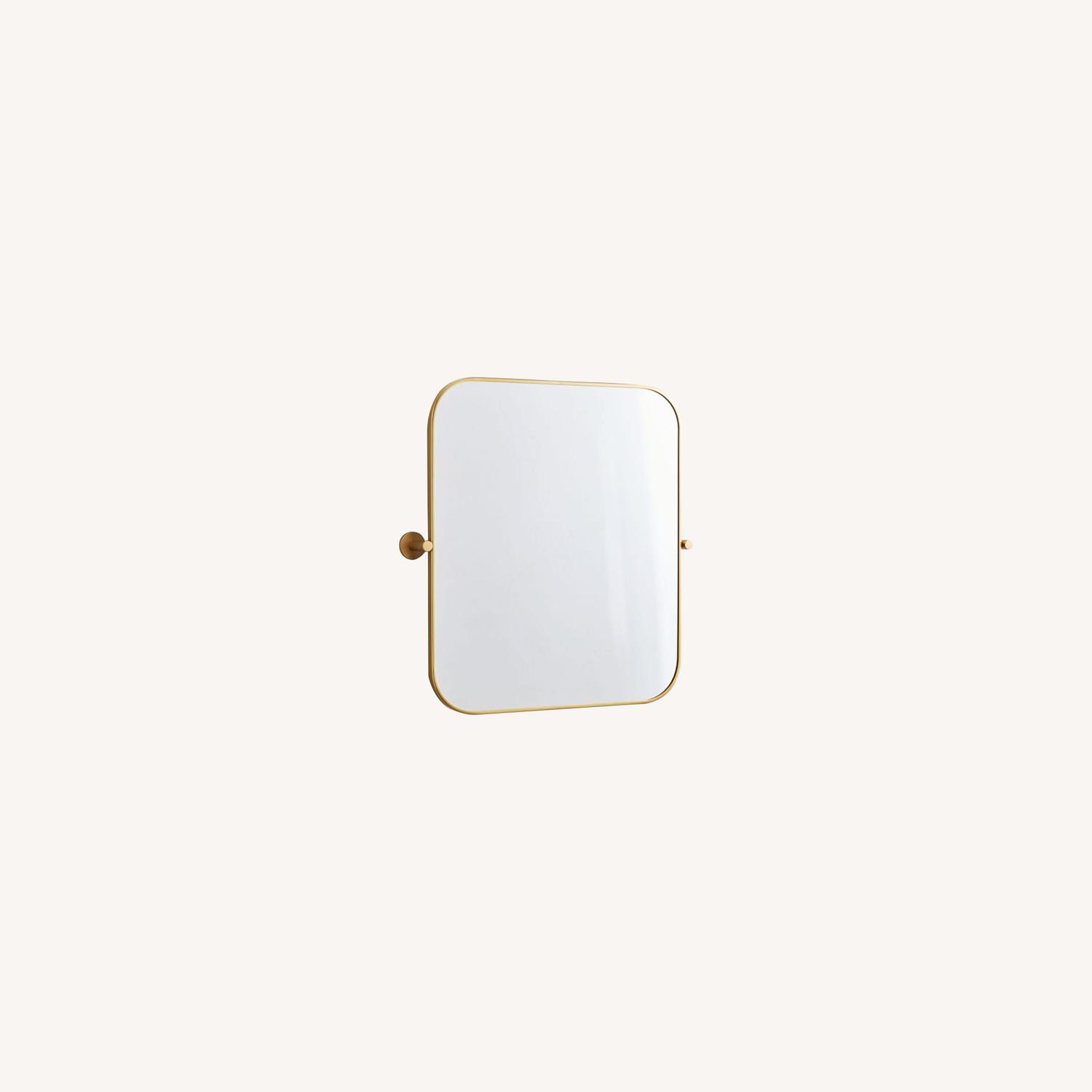 West Elm Metal Frame Wall Mirror, Antique Brass - image-0