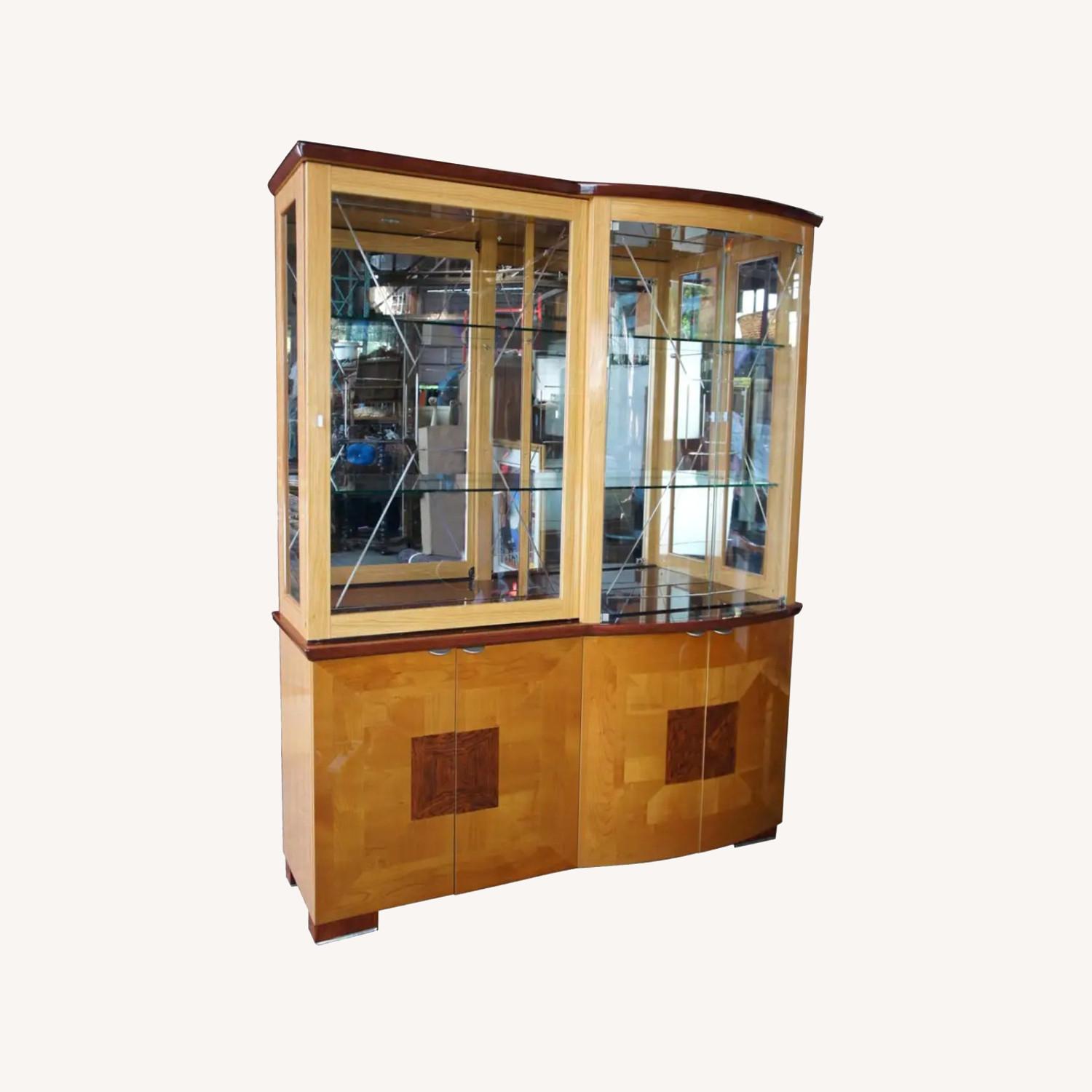 ALF Group Italian Modern Walnut China Illuminated Cabinet - image-0