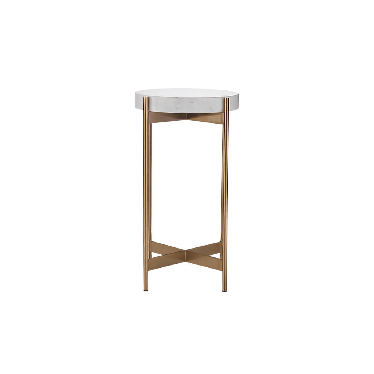 CB2 Rose Gold Marble Side Table - image-4