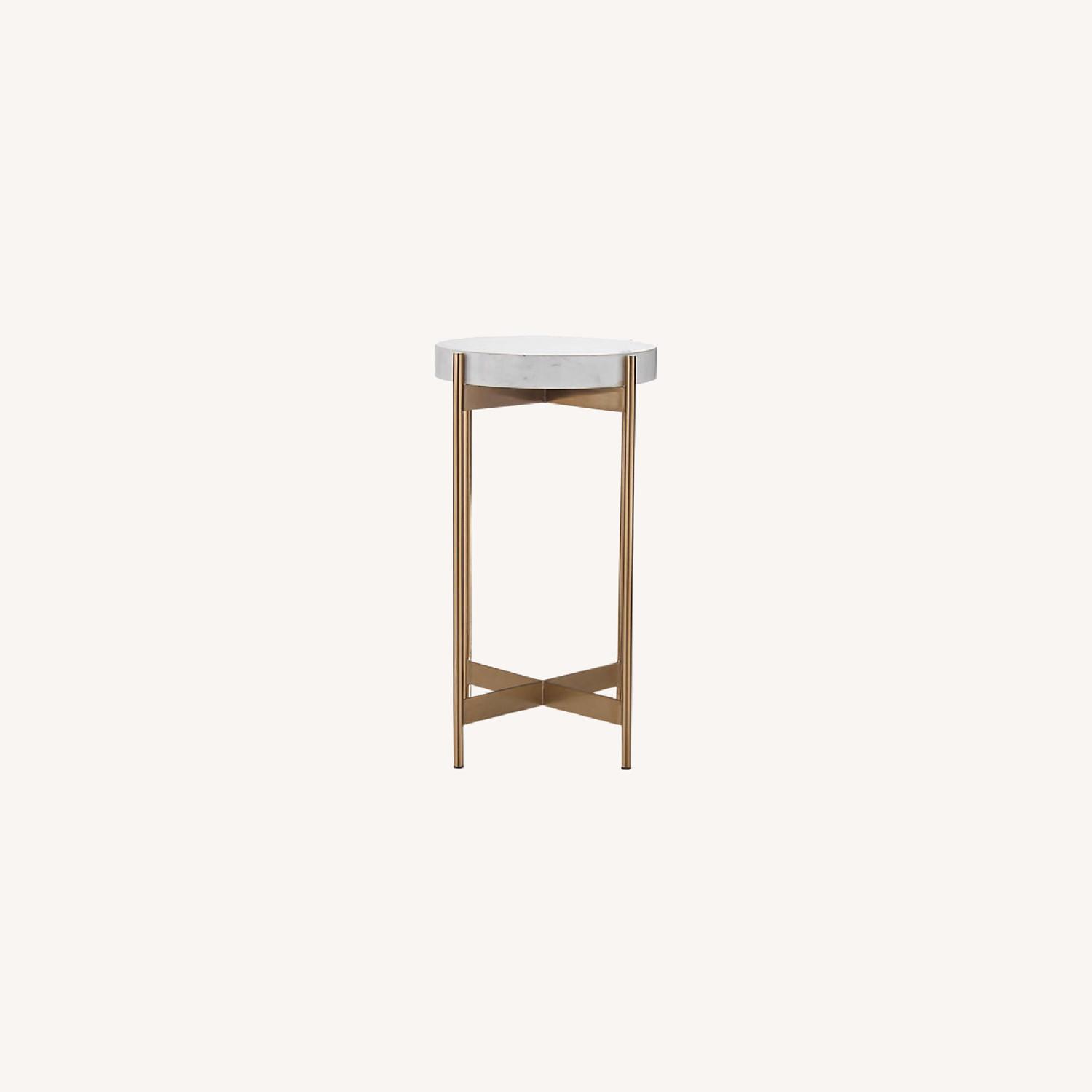 CB2 Rose Gold Marble Side Table - image-0