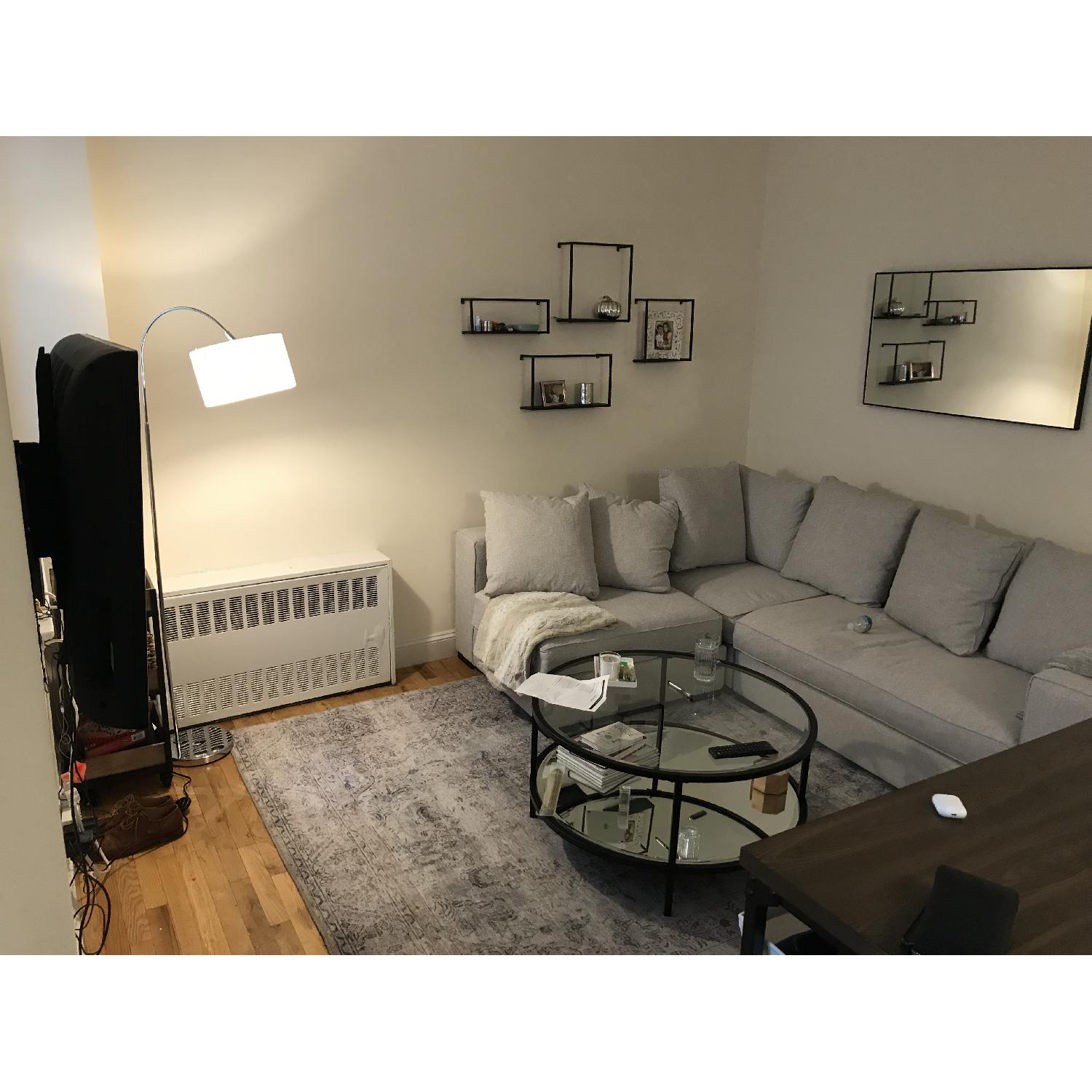 West Elm Frost Gray, Chenille Tweed Couch - image-2