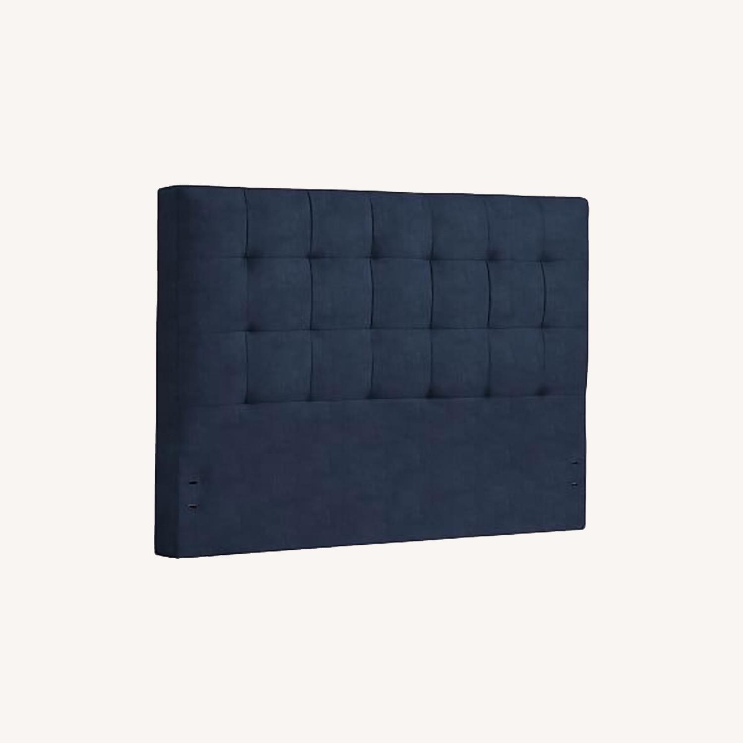 West Elm Navy Performance Velvet Headboard - image-0