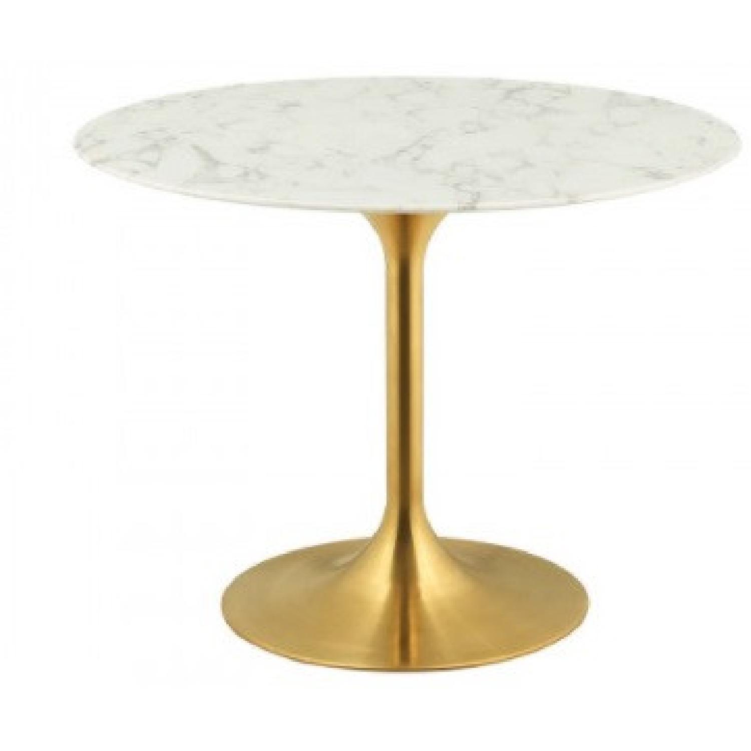 Tulip Round Marble Dining Table With Gold Base - image-7