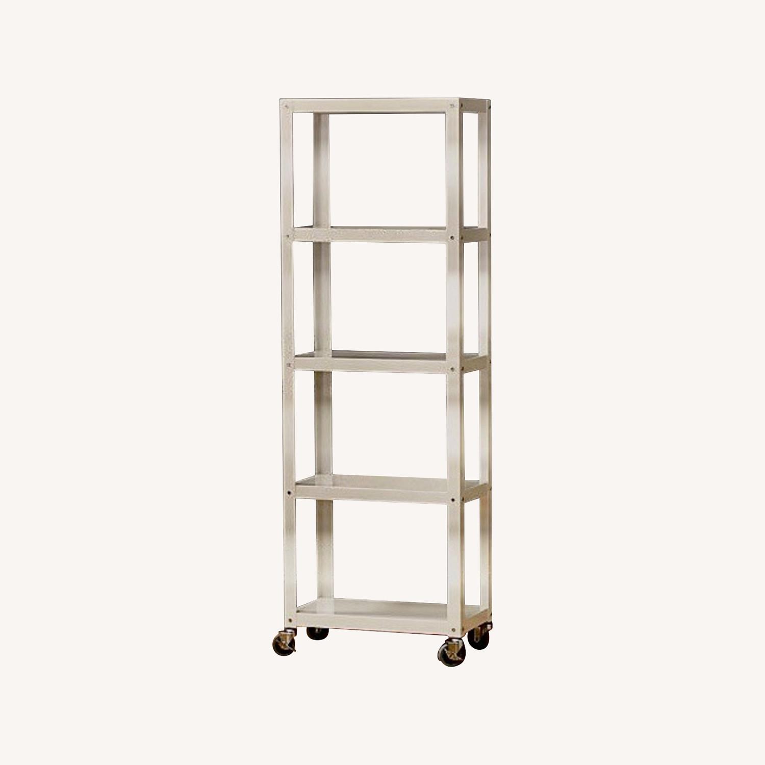 CB2 White 5 Shelf Rolling Bookcase - image-0