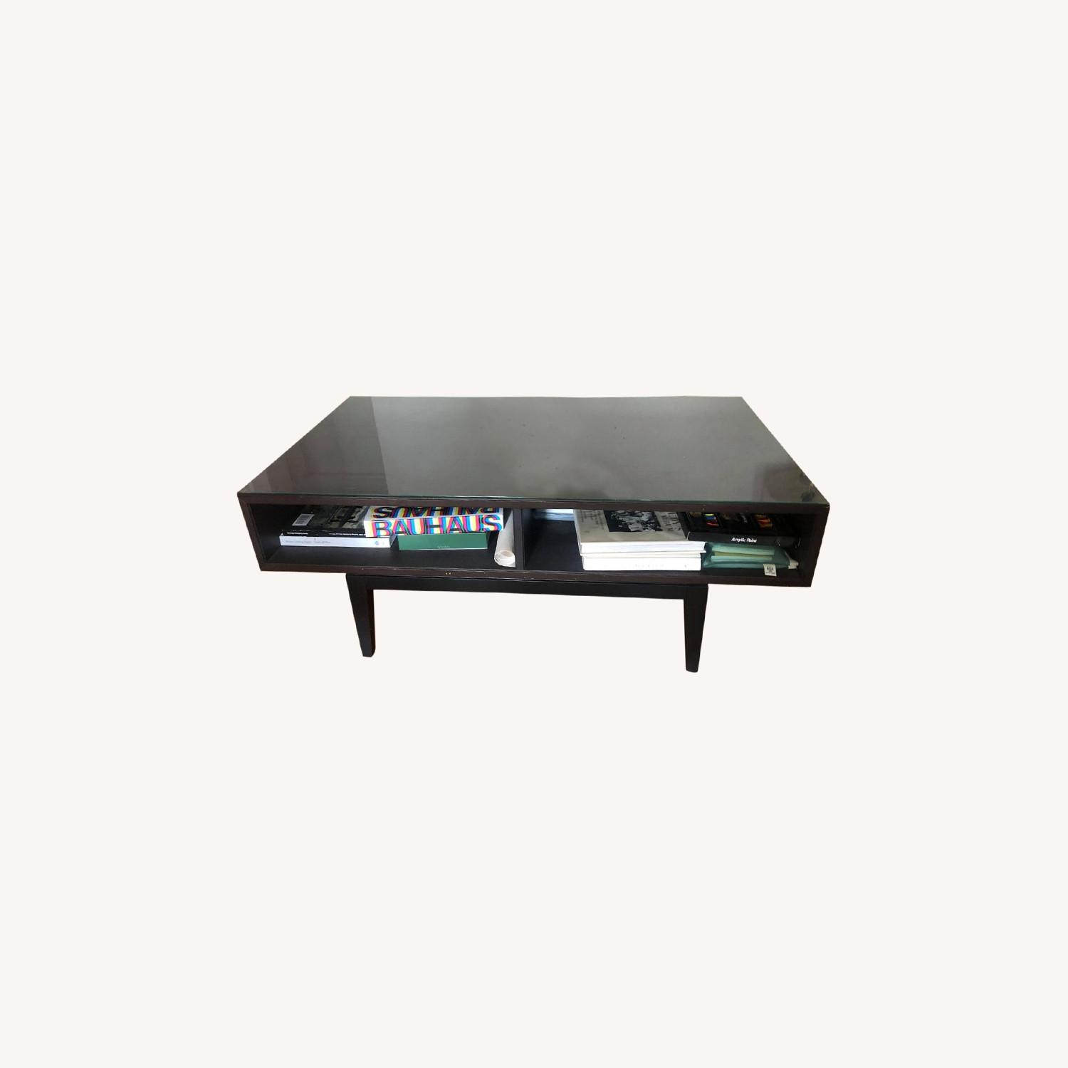 IKEA Glass Top Midcentury Modern Coffee Table AptDeco