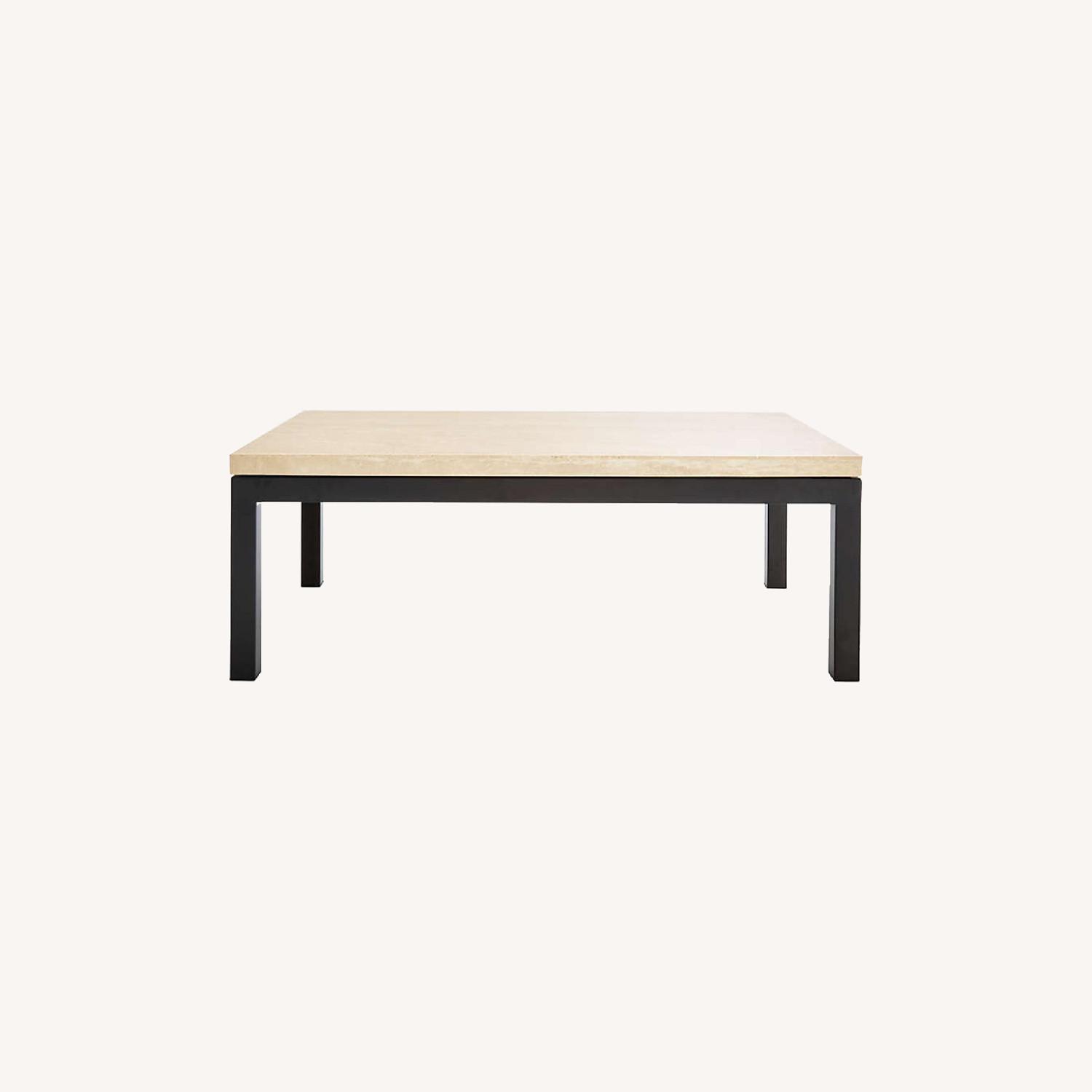 Crate & Barrel Parsons Travertine Coffee Table AptDeco