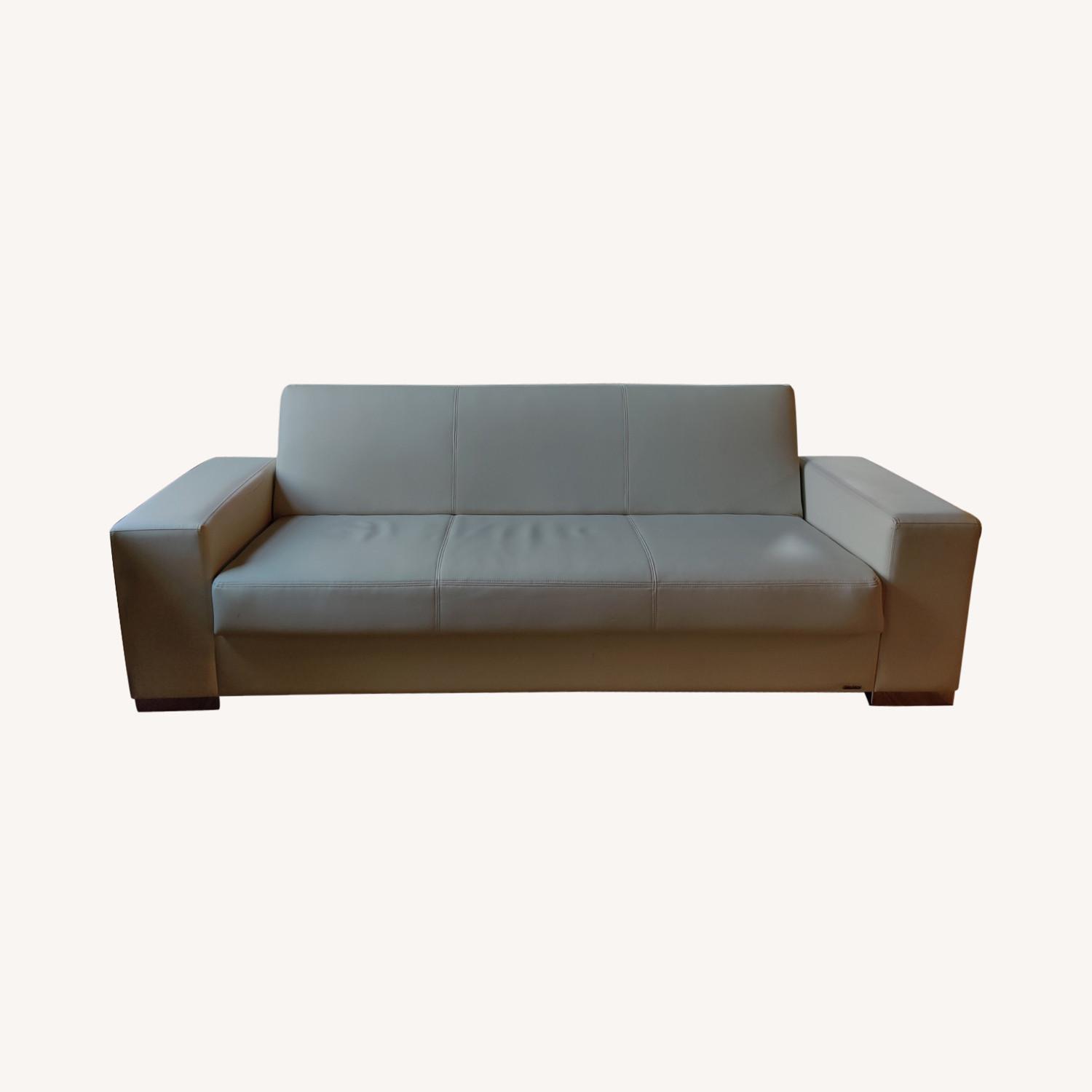 Istikbal White Leather Sleeper Sofa AptDeco