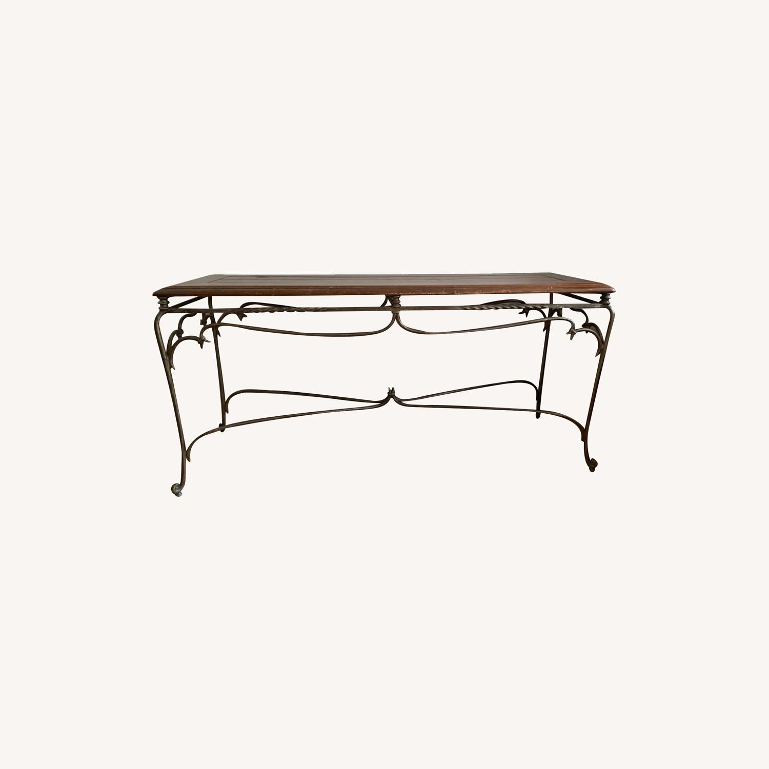 Wrought Iron & Wood Console Table - image-0