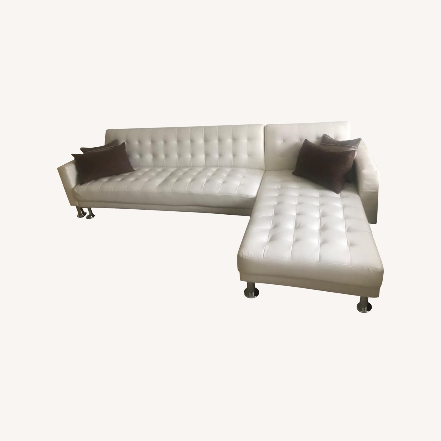 2 Siece Sectionals Off White Leather Sofa AptDeco