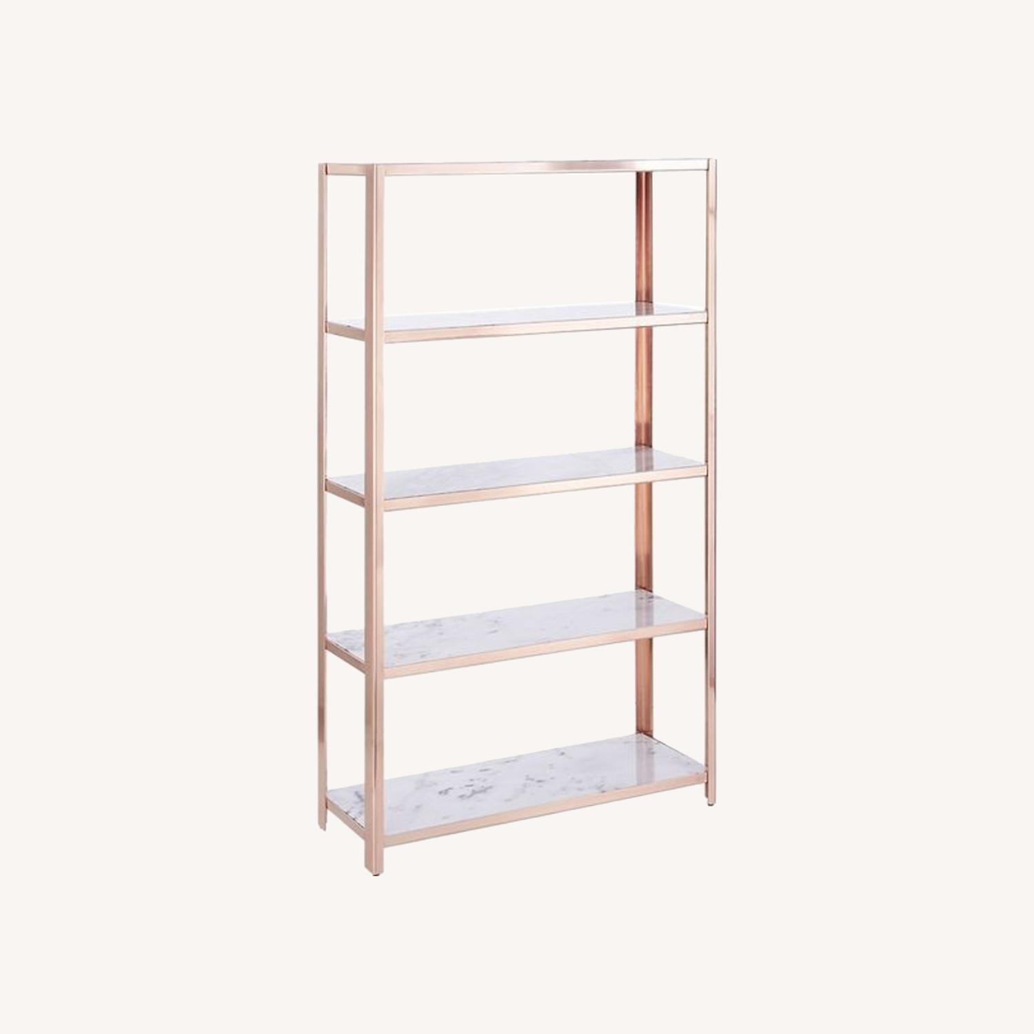 CB2 Via Marble Rose Gold Bookcase AptDeco