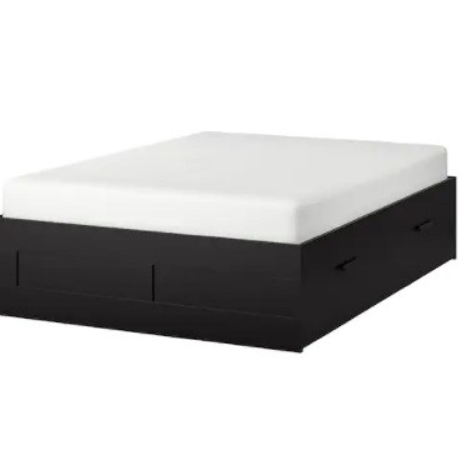 IKEA Black Queen Bed w/ Lots of Storage - image-4