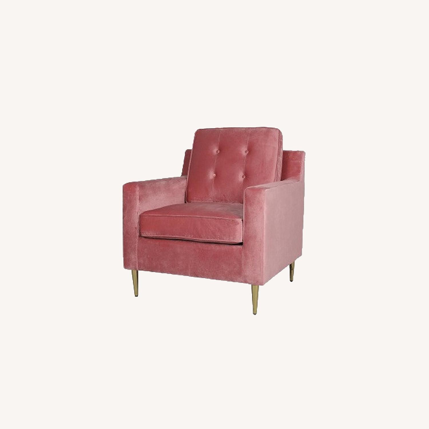 Mercers Furniture Blush / Pink Velvet Armchair AptDeco