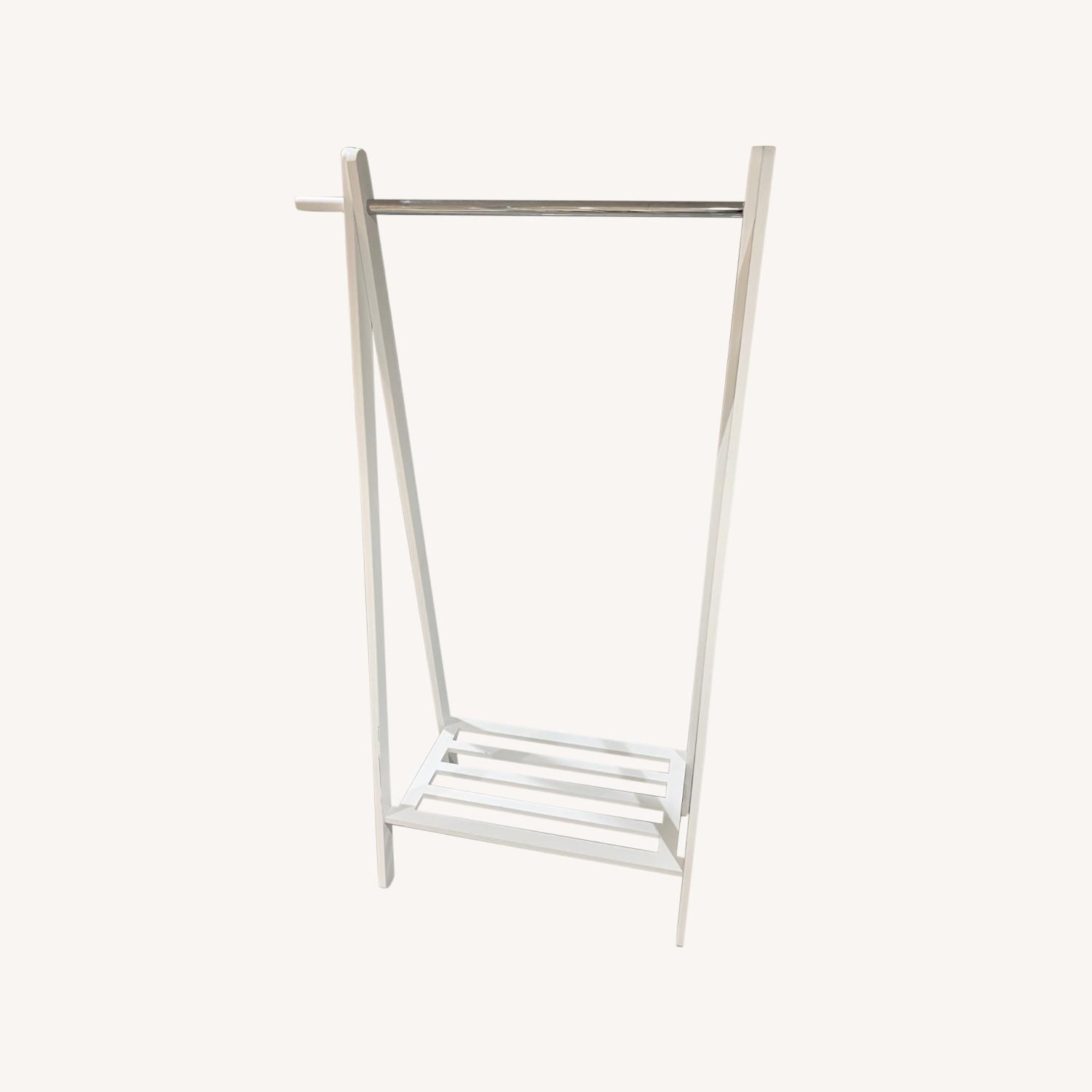 White Wooden Clothing Rack AptDeco