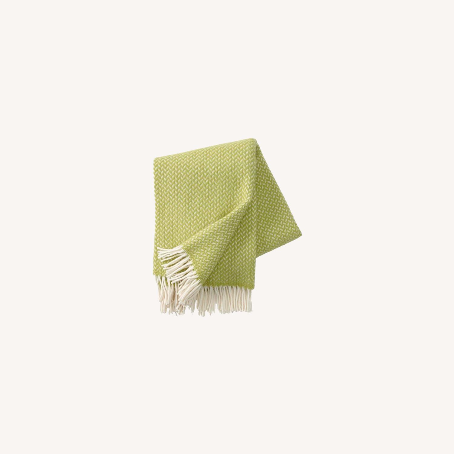 Lime Green Wool Herringbone Throw - image-0