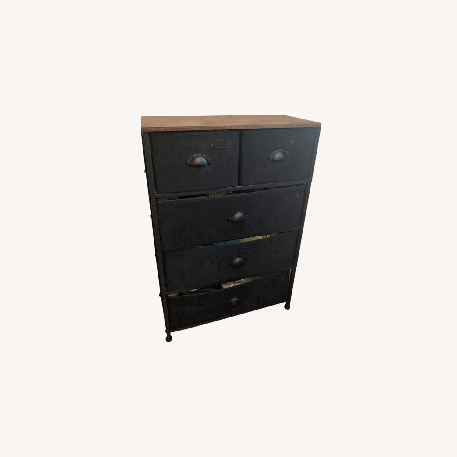 Black and Wood Fabric 5 Drawer Dresser Songmics AptDeco
