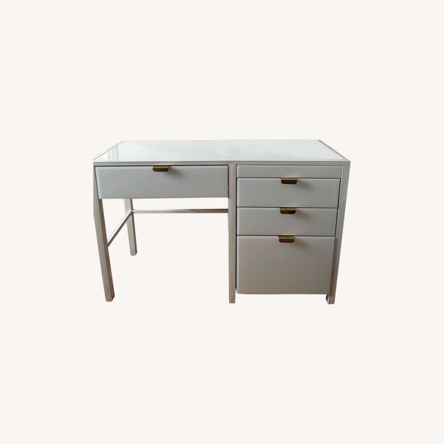 Wayfair White Desk with Gold Accent Hardware - image-0