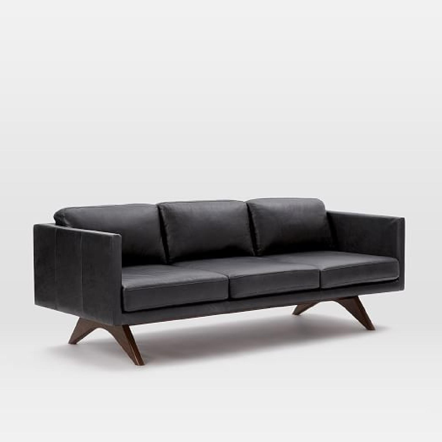 West Elm Brooklyn Leather Sofa Smoke Gray - image-7