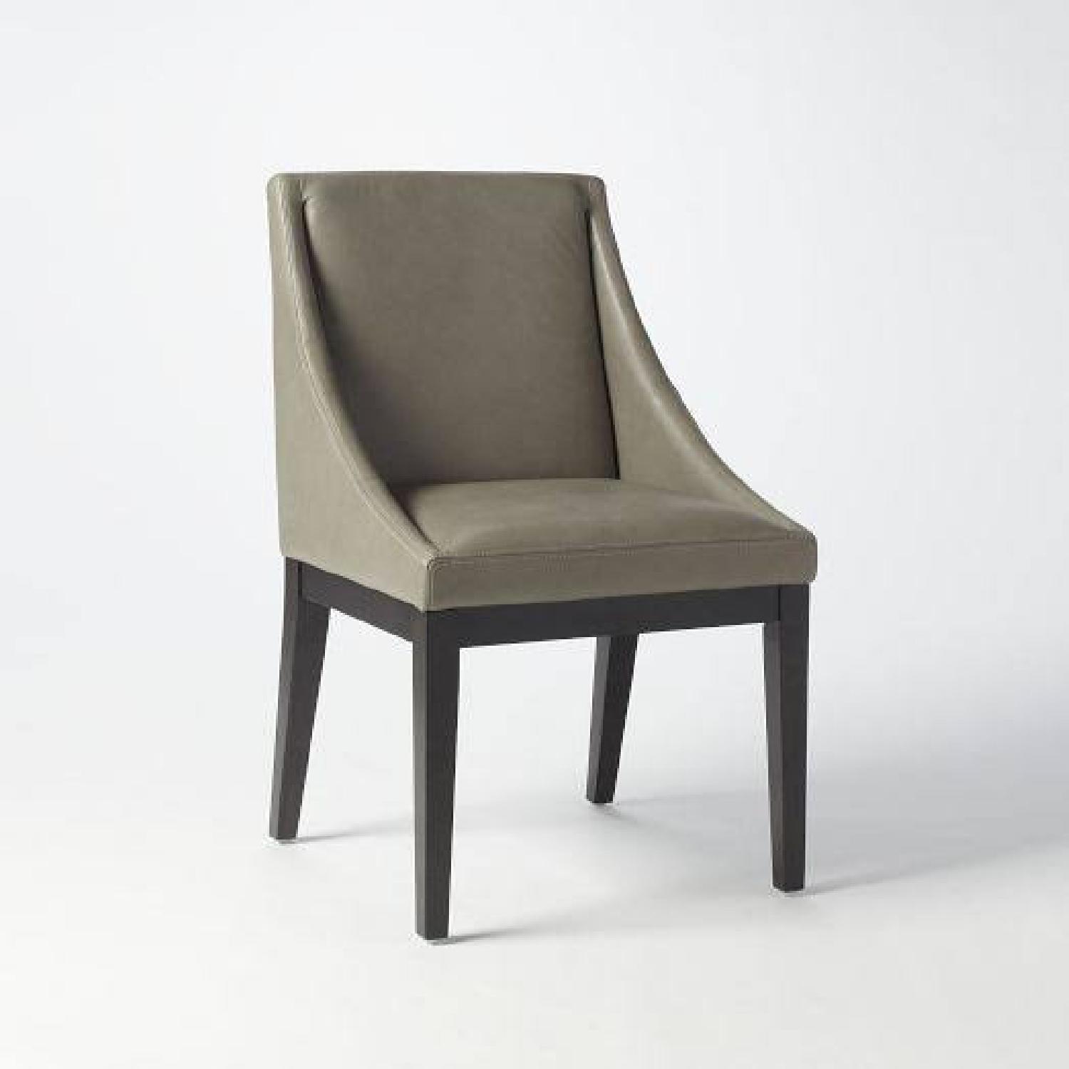 West Elm Curved Leather Dining Chairs - image-5
