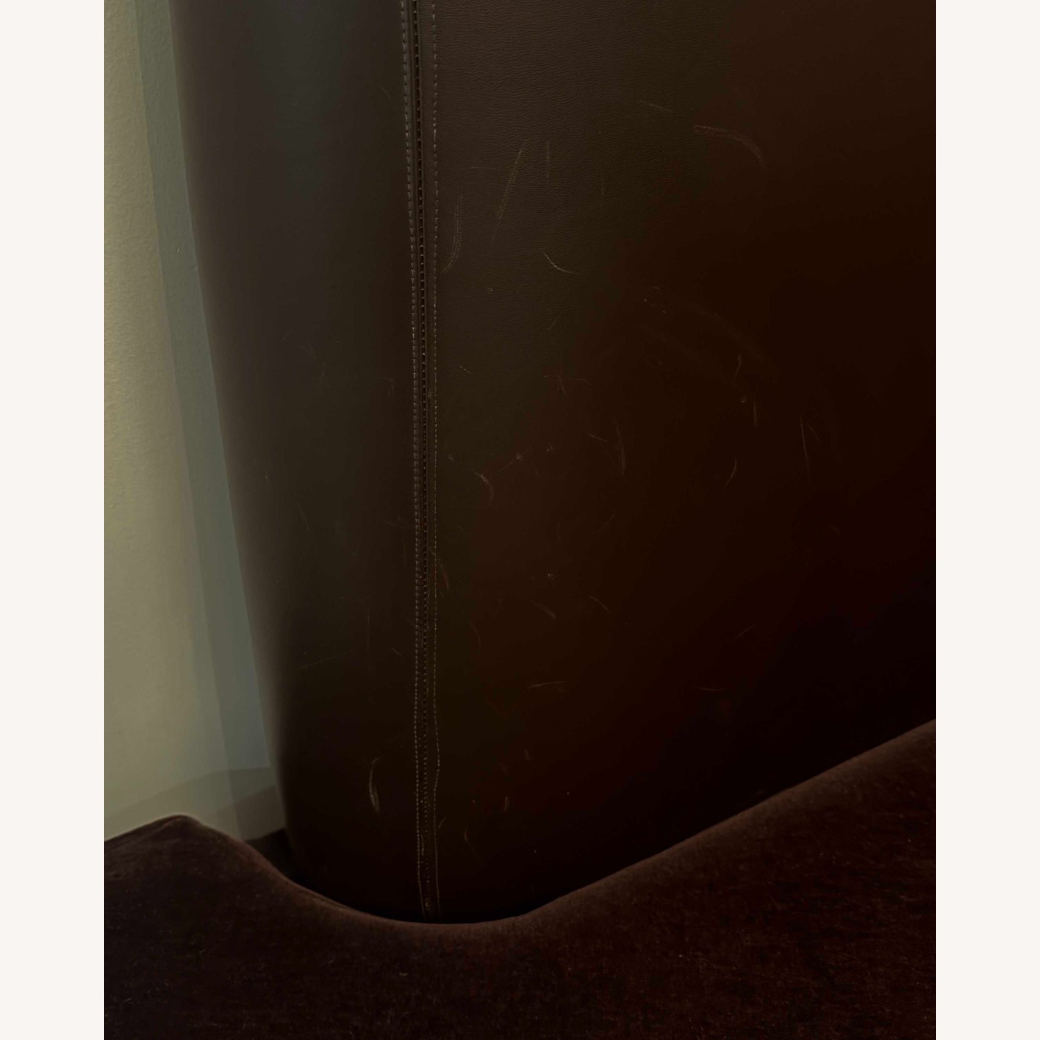 Chocolate Leather/Velvet Corner Curve Banquette - image-8