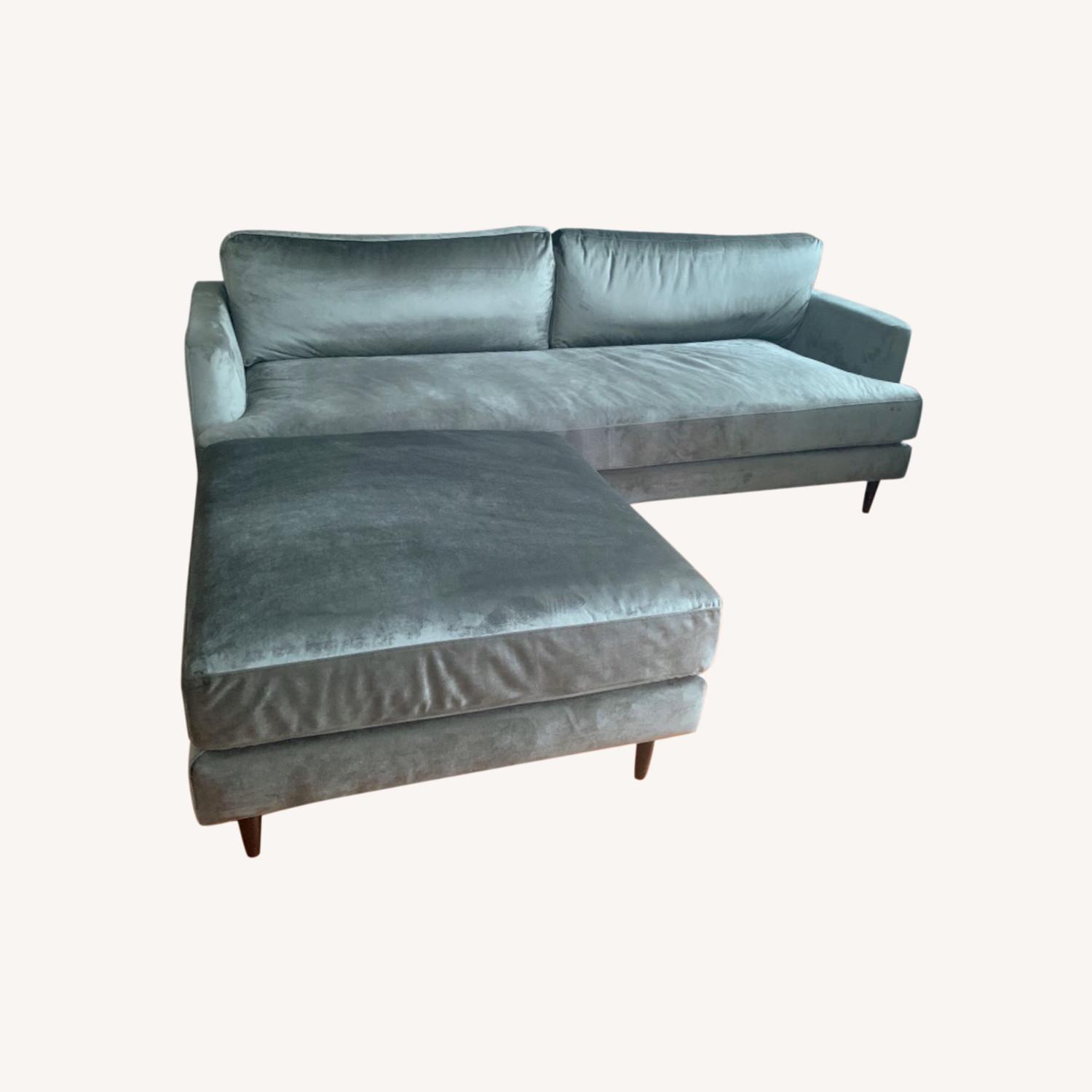 Interior Define Velvet Winslow Sofa with Ottoman AptDeco