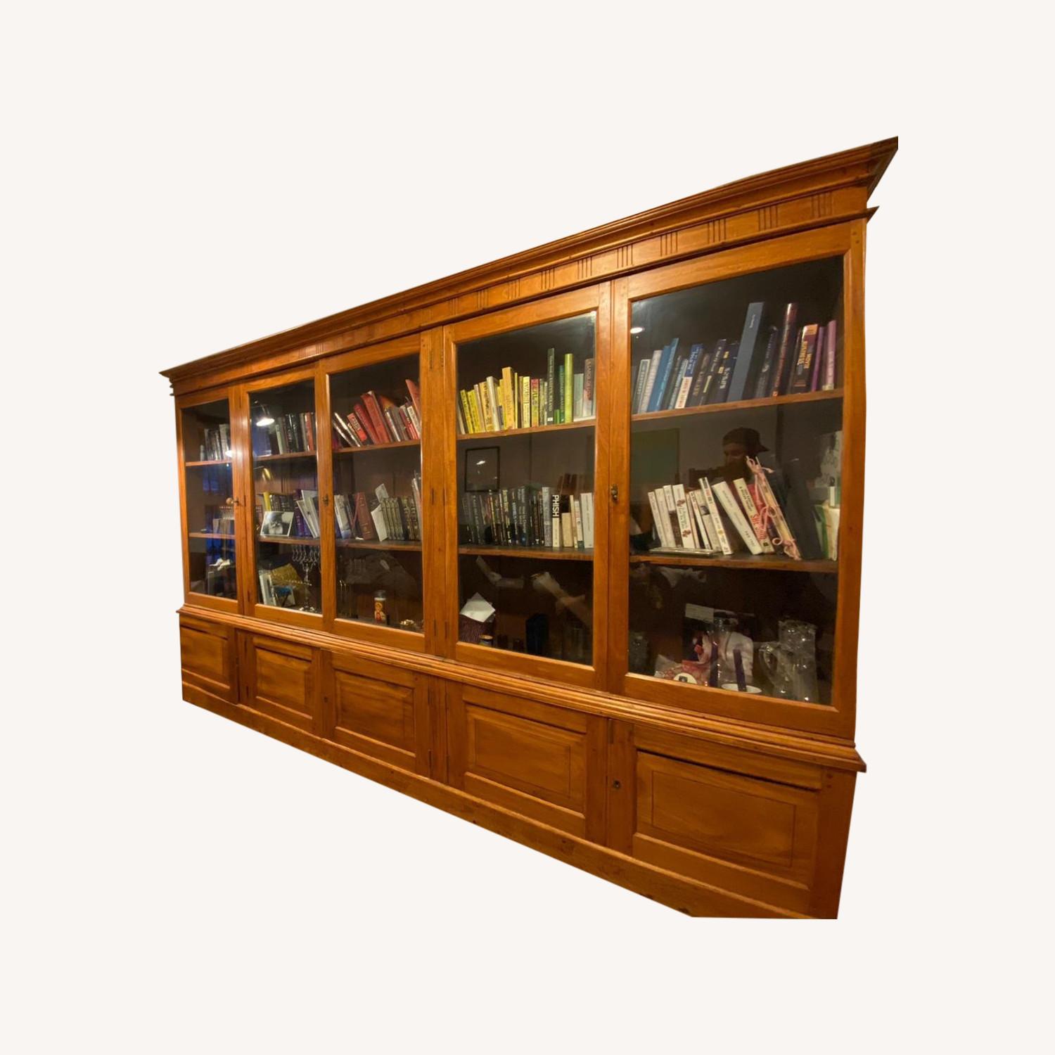 Antique Wood Wall Unit / Bookcase - image-0