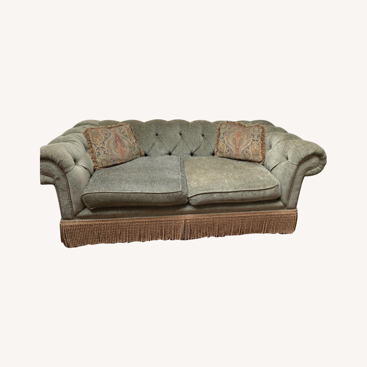 Sea Foam Green Tufted Sofa - image-0