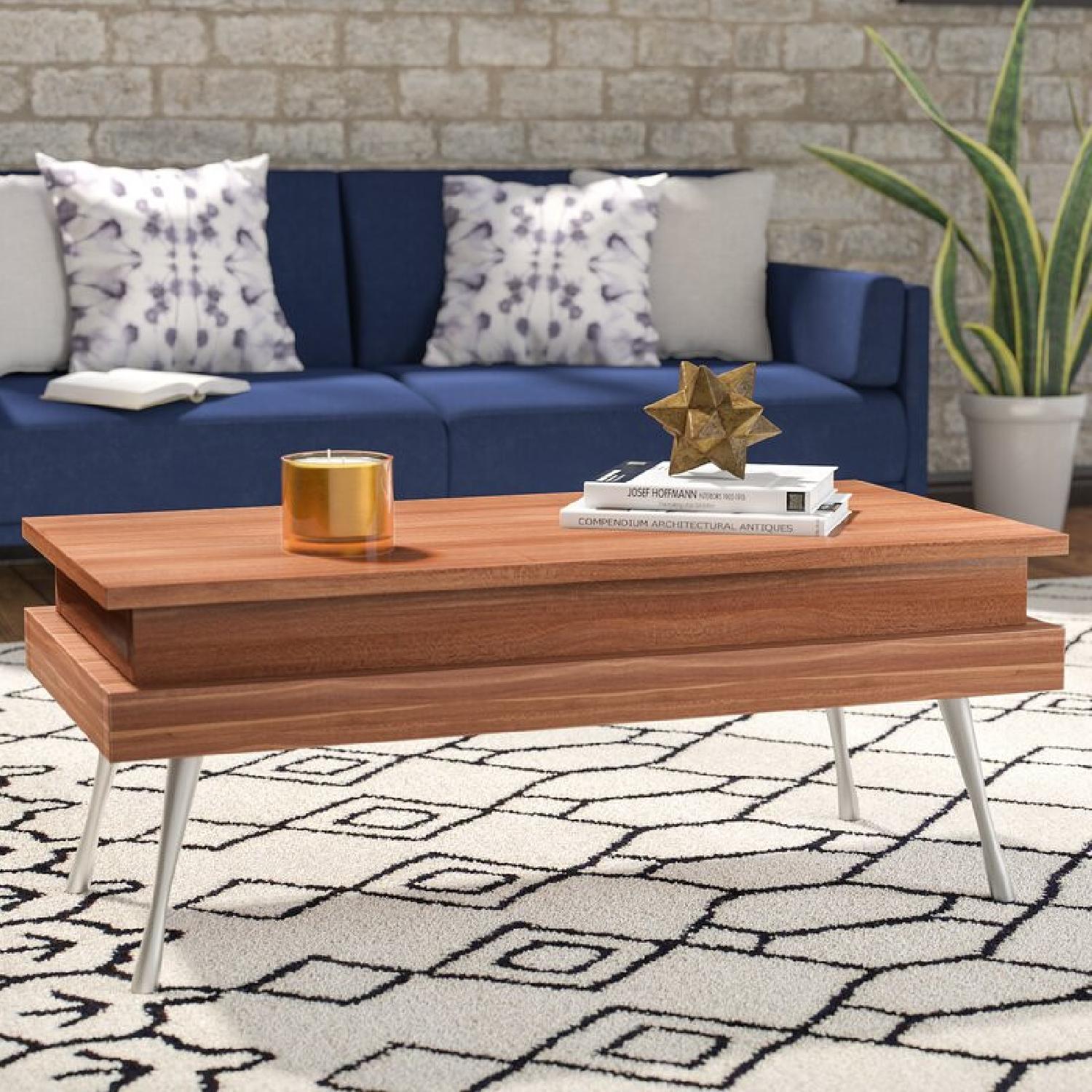 AllModern Midcentury Walnut Lift-Top Coffee Table - image-9