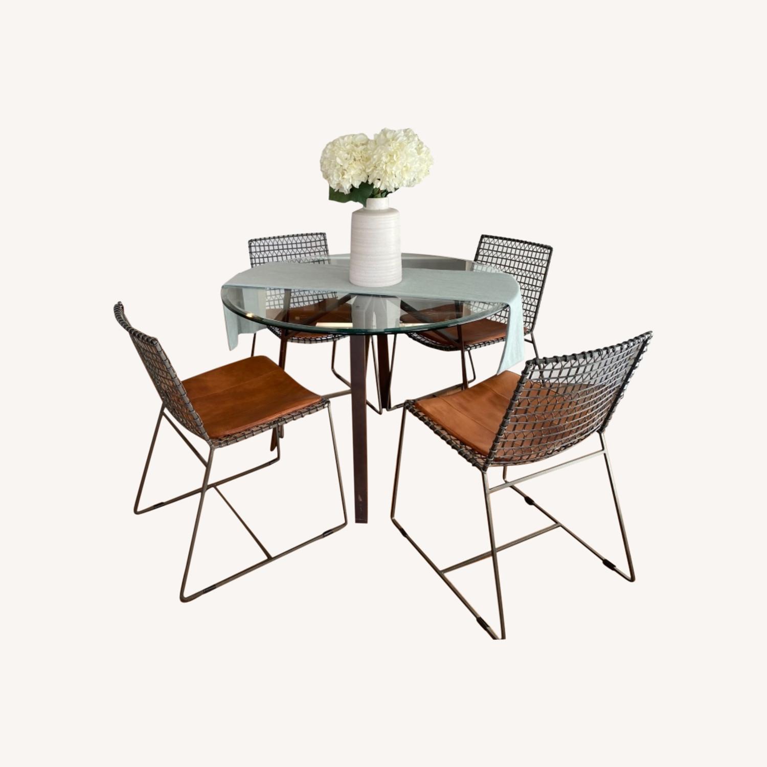 Crate and Barrel Round Glass Table with 4 Chairs AptDeco