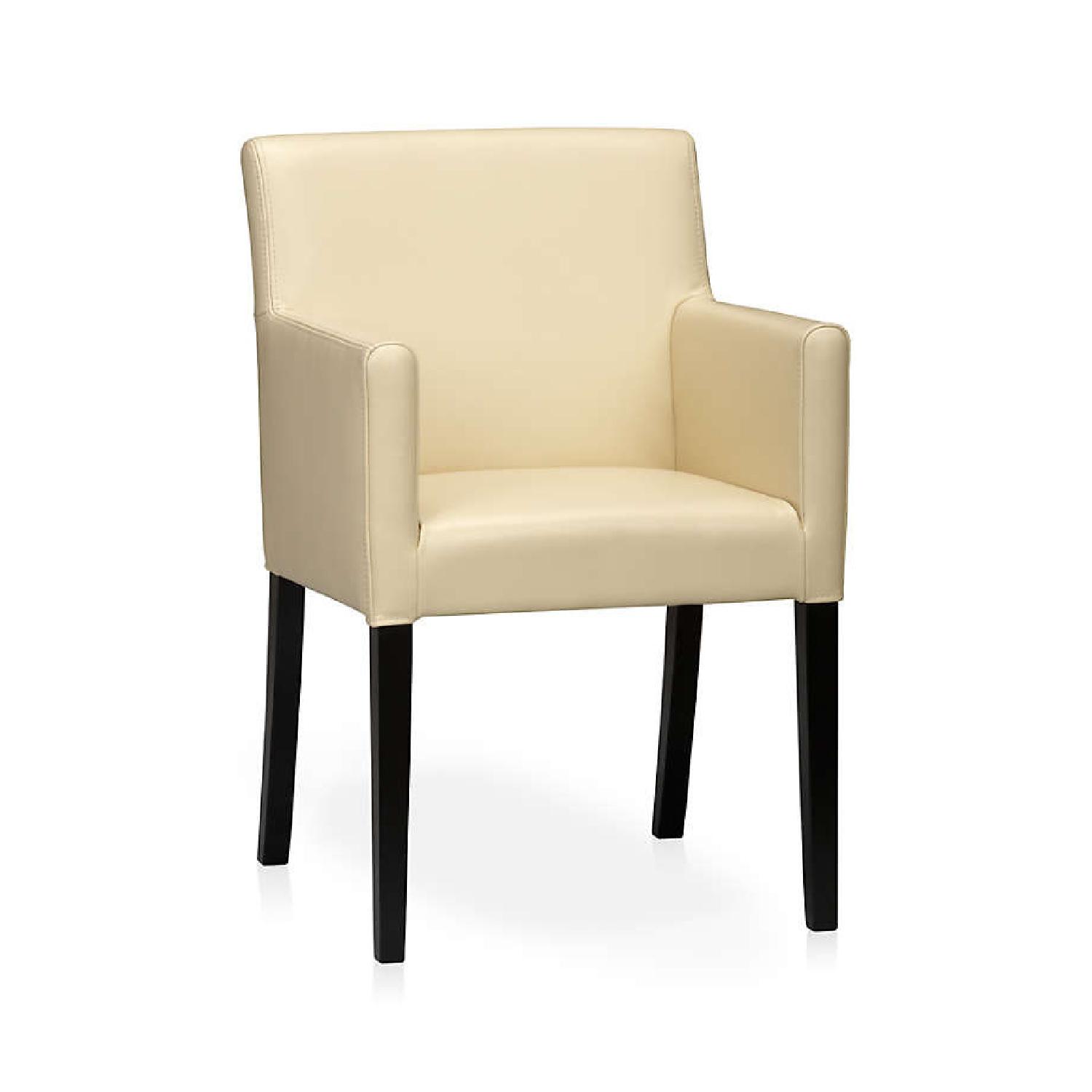Crate & Barrel Lowe Ivory Leather Dining Chairs - image-9